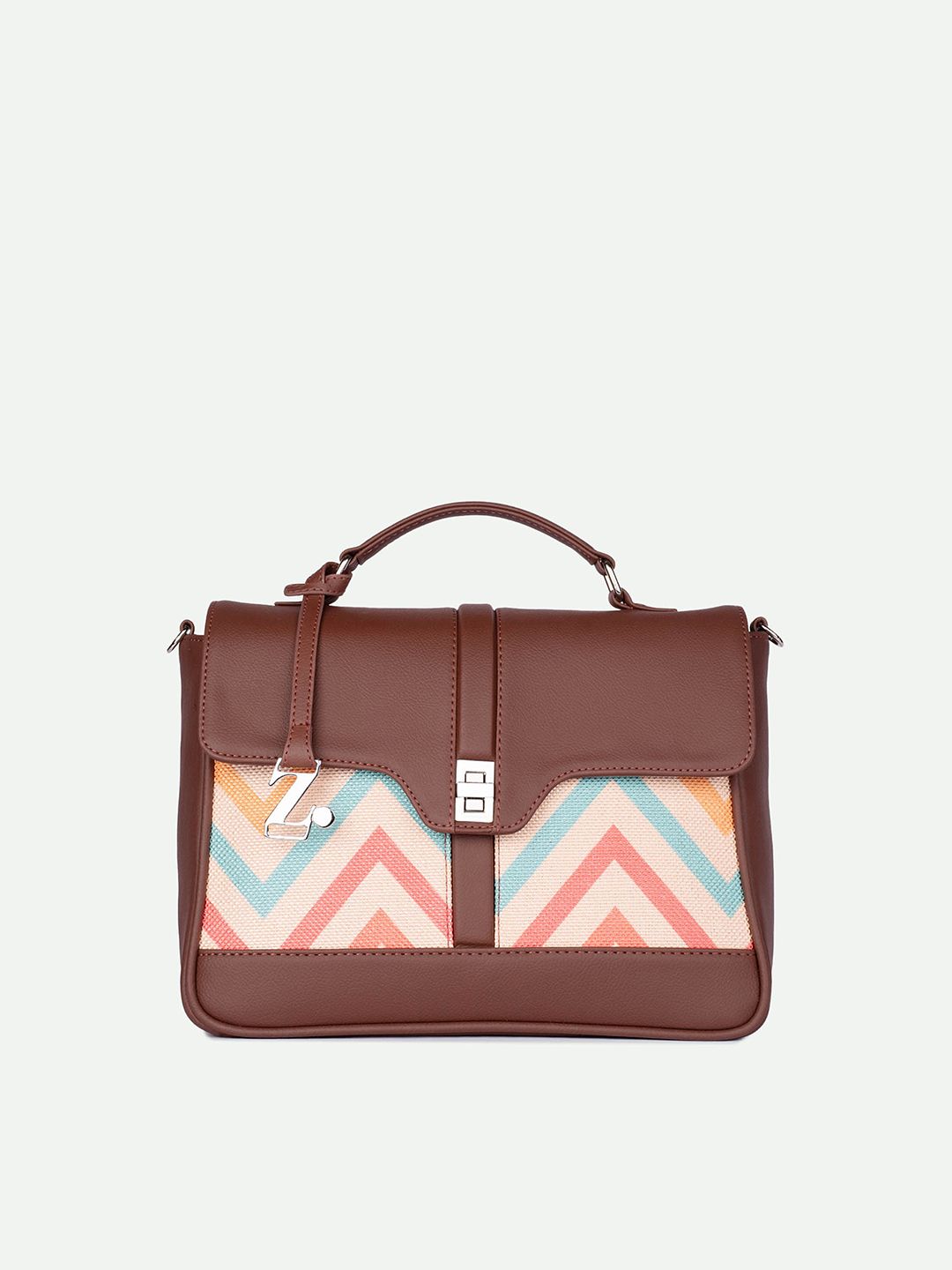 ZOUK WavBeach Nessa Geometric Printed Structured Jute Satchel-picture-41