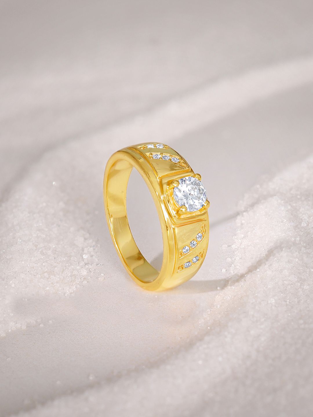 GIVA 925 Silver Golden Zircon Ornate Ring For Him Fixed Size Indian - 17-picture-14