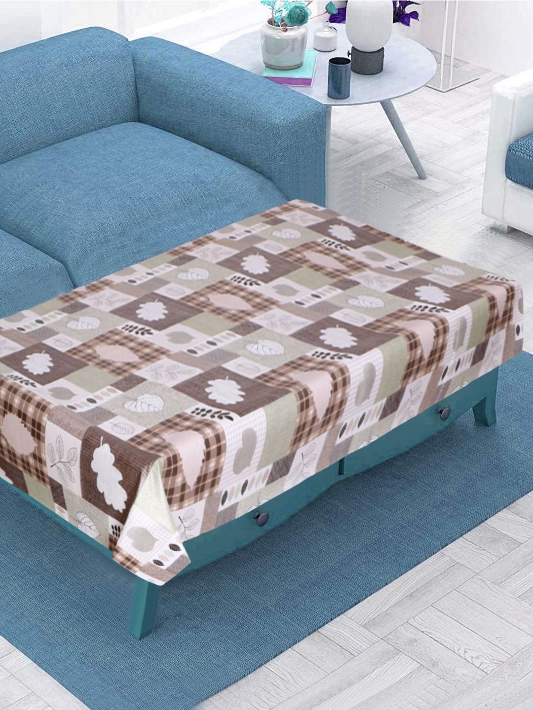 Dakshya Industries Grey Geometric Printed Waterproof Plastic 4-Seater Table Cover-picture-23