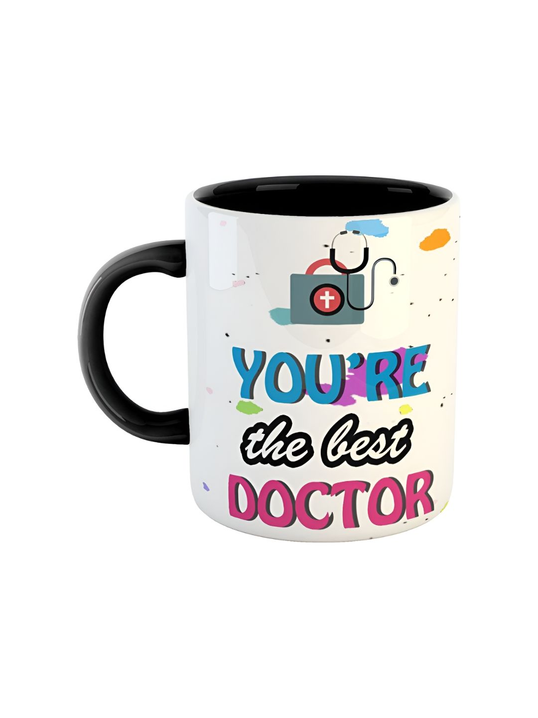 ARTBUG White & Black Printed Ceramic Glossy Finish Dishwasher & Microwave Safe Mugs 350 ml-picture-14