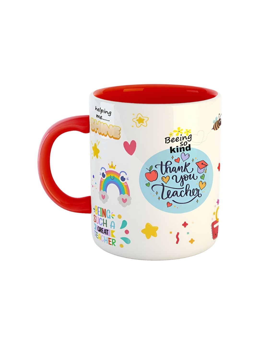 ARTBUG Red & White Printed Ceramic Glossy Mug - 330 ml-picture-28