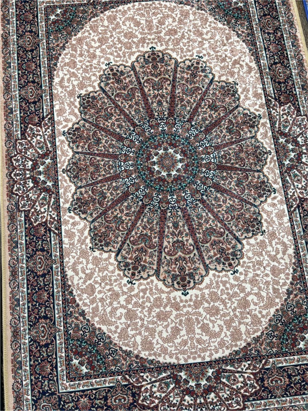 DREAM WEAVERZ White & Brown Printed Anti-Skid Long-Life Rectangular Floor Rug