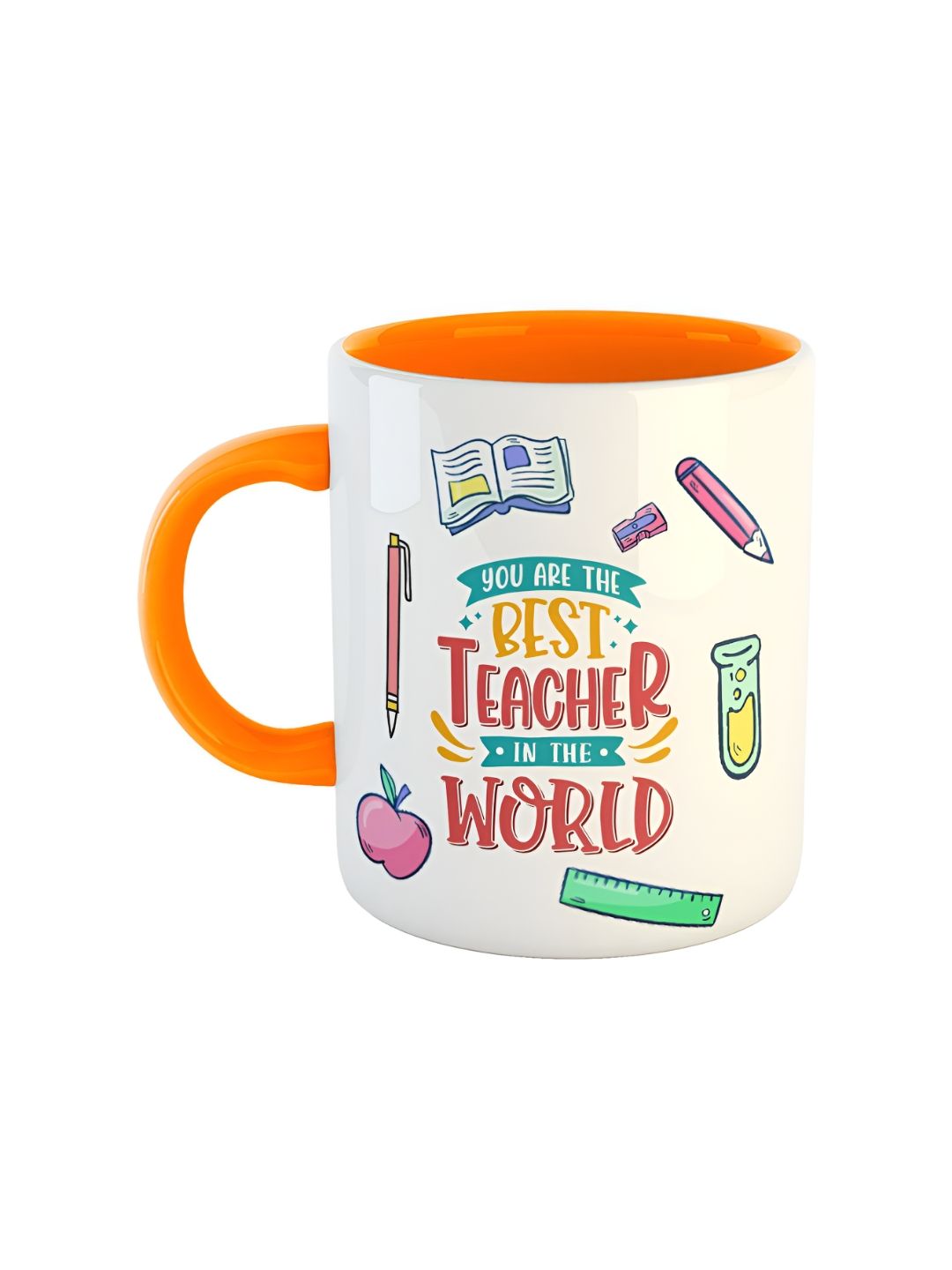 ARTBUG Orange & White Printed Ceramic Glossy Mug - 330 ml-picture-38