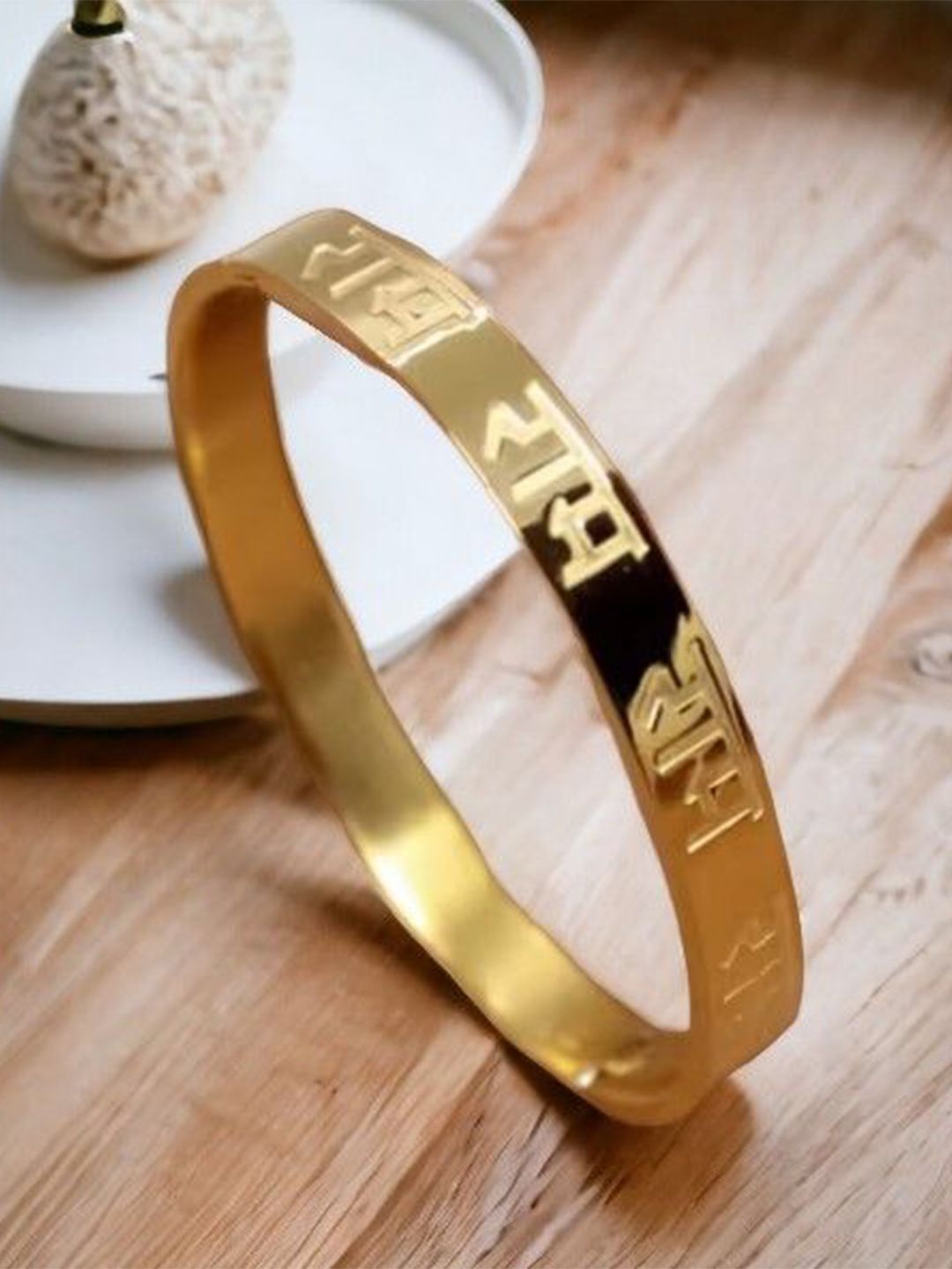 LAKSH Men Stainless Steel Gold-Plated Kada Bracelet-picture-38