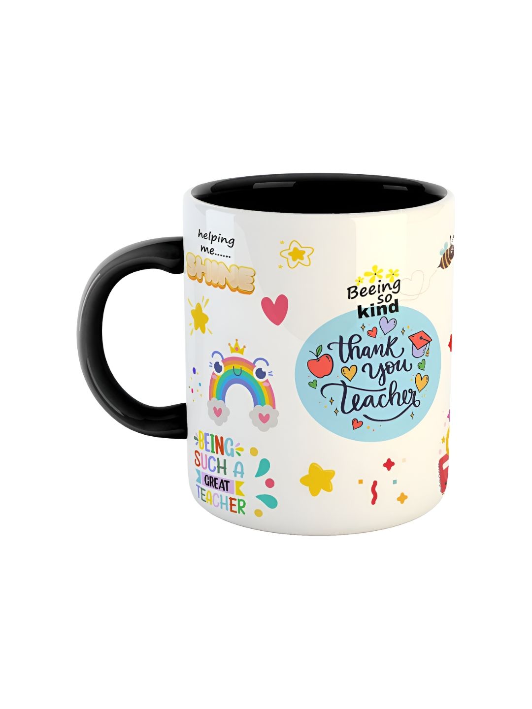 ARTBUG White & Black Printed Ceramic Glossy Finish Dishwasher & Microwave Safe Mugs 350 ml-picture-26