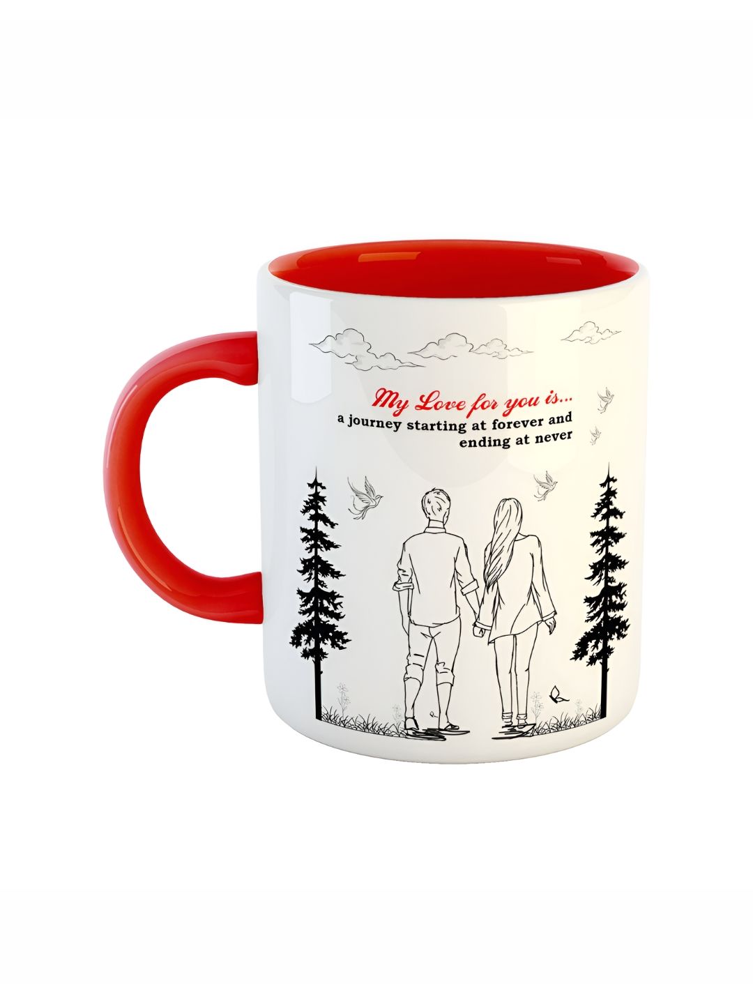 ARTBUG Red & White Printed Ceramic Glossy Mug - 330 ml-picture-11