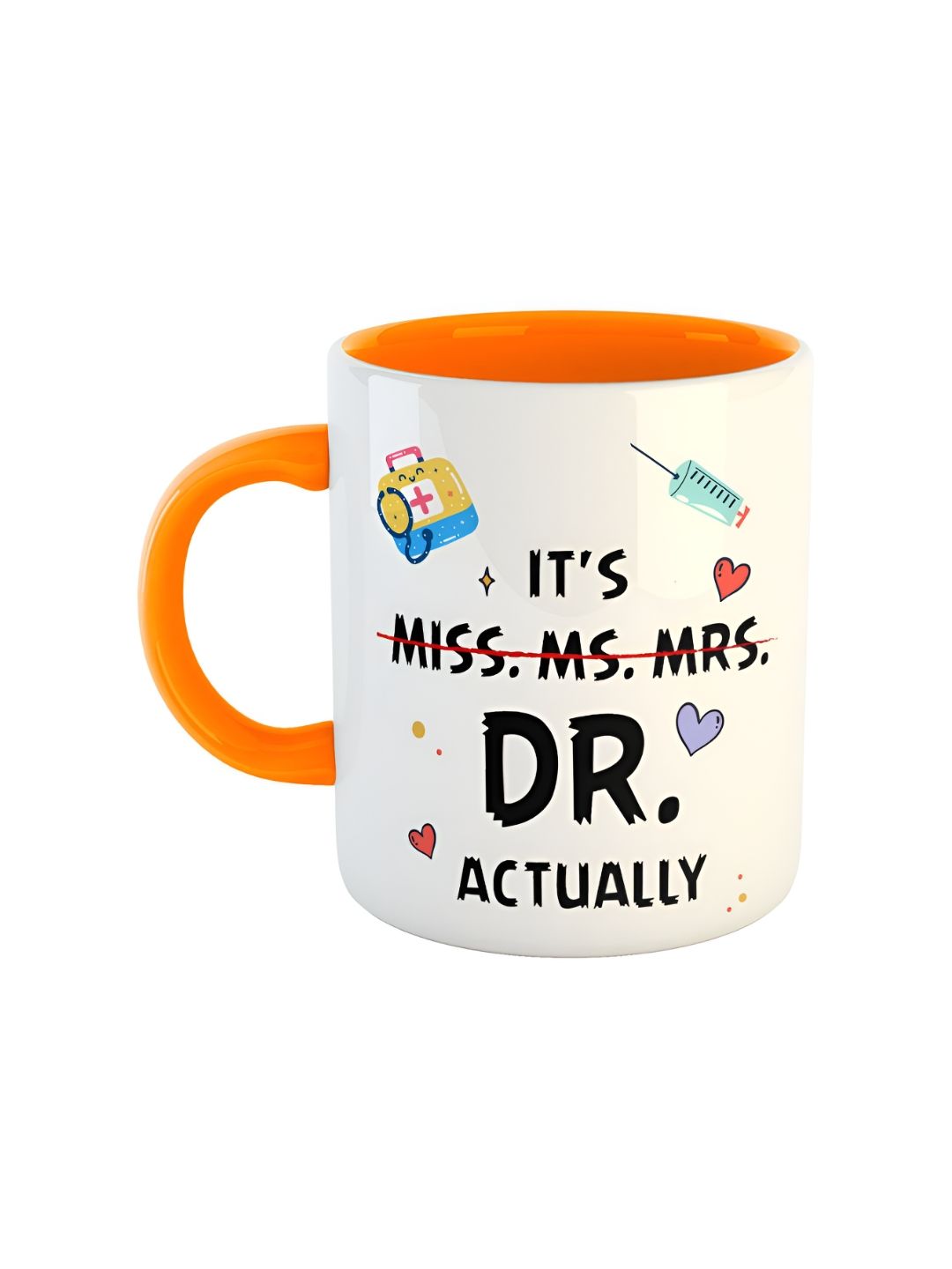 ARTBUG White & Orange Printed Ceramic Glossy Dishwasher & Microwave Safe Mugs 350 ml-picture-19