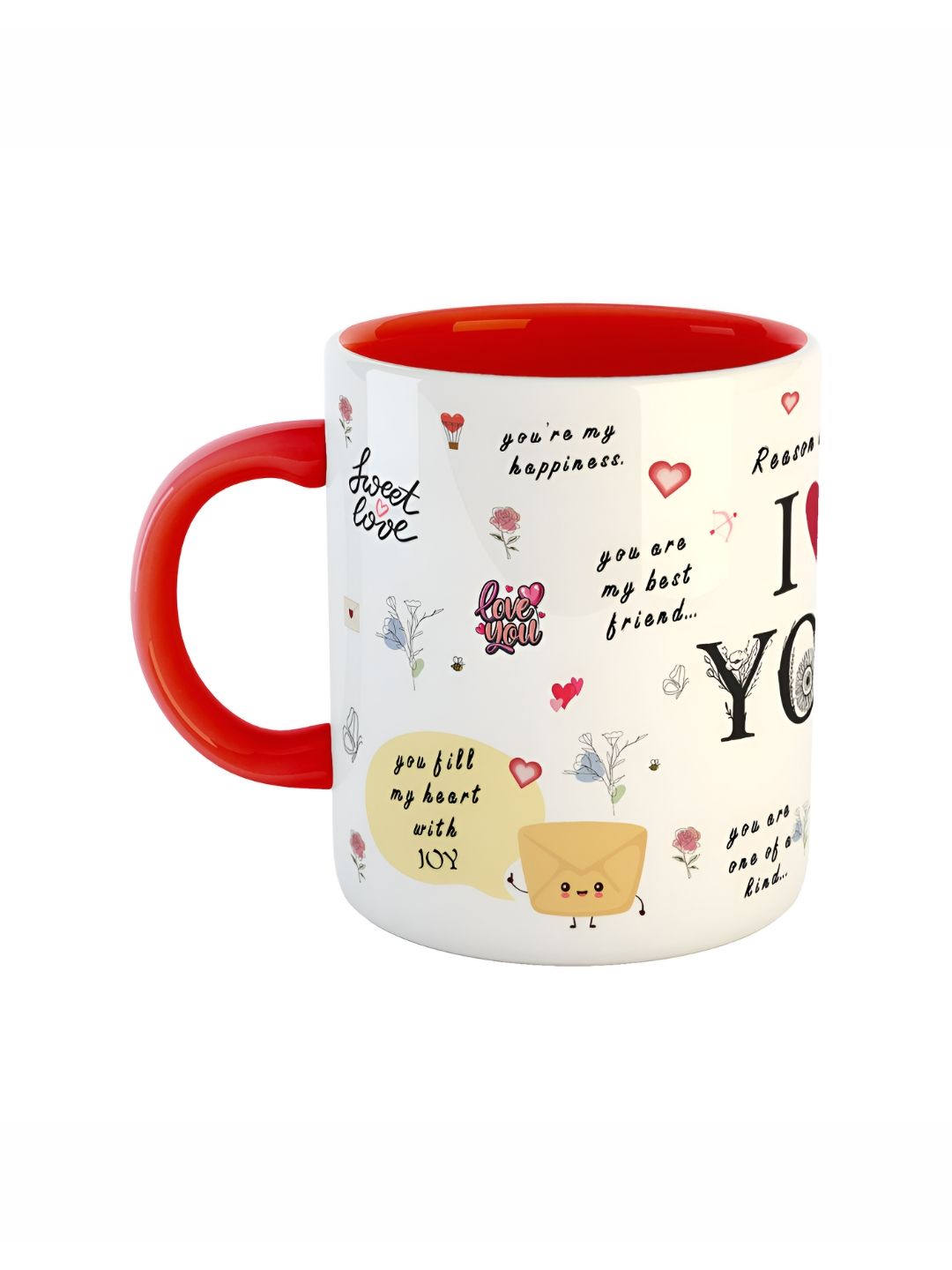 ARTBUG White & Red Printed Ceramic Glossy Finish Dishwasher & Microwave Safe Mugs 350 ml-picture-25