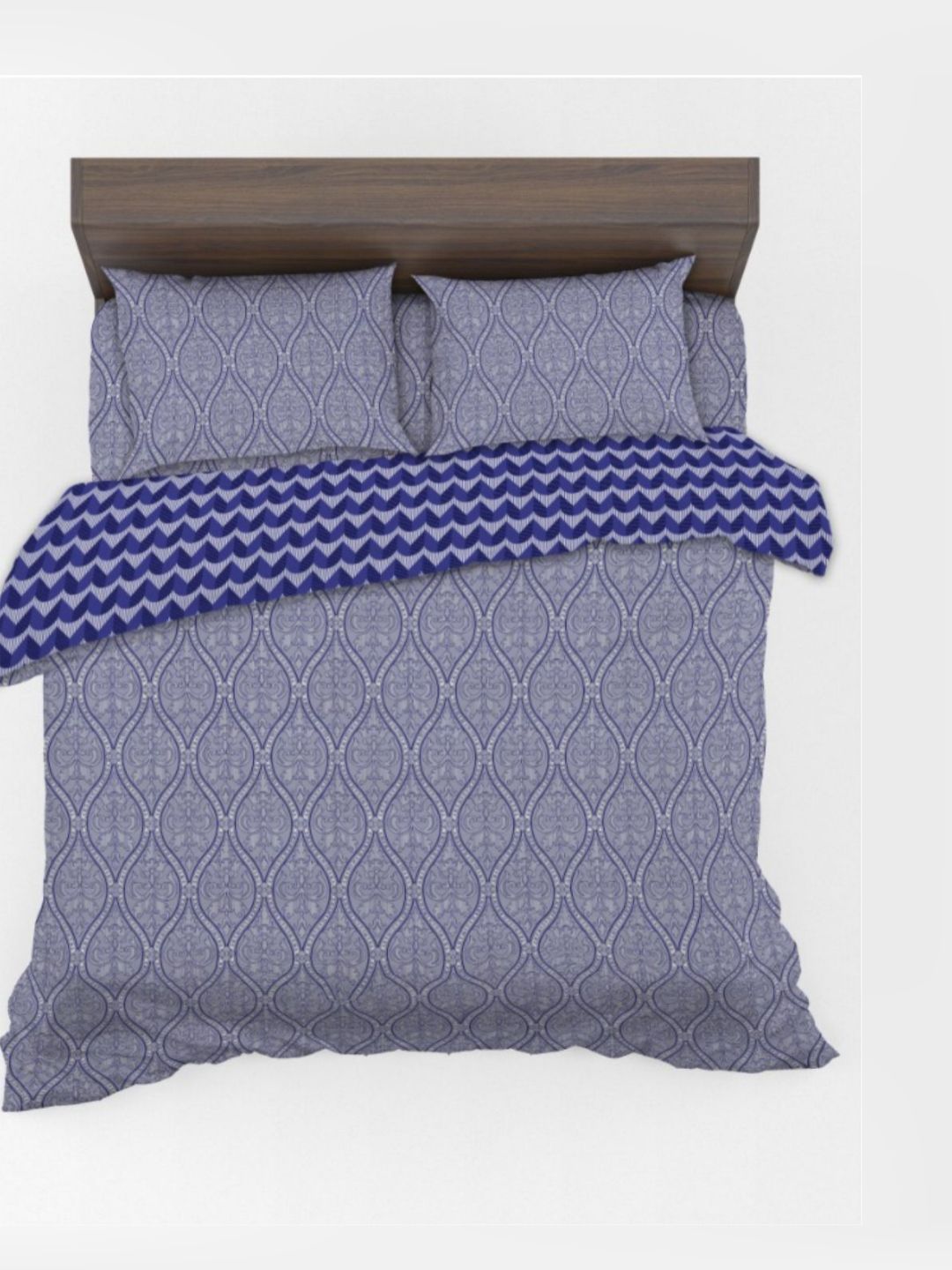 DREAM WEAVERZ Grey & Blue Ethnic Motifs Cotton 4 Piece Double King Regular Bedding Set