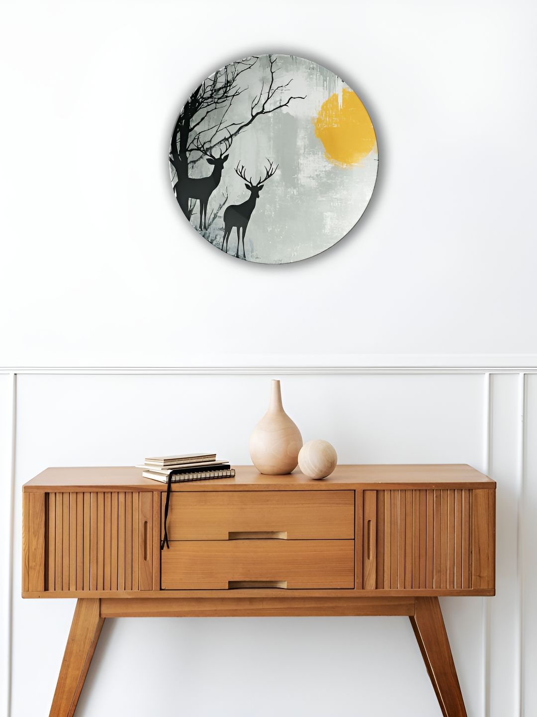 THE QUIRKY HOME White & Black Serene Moment Printed Ceramic Wall Plate-image-0