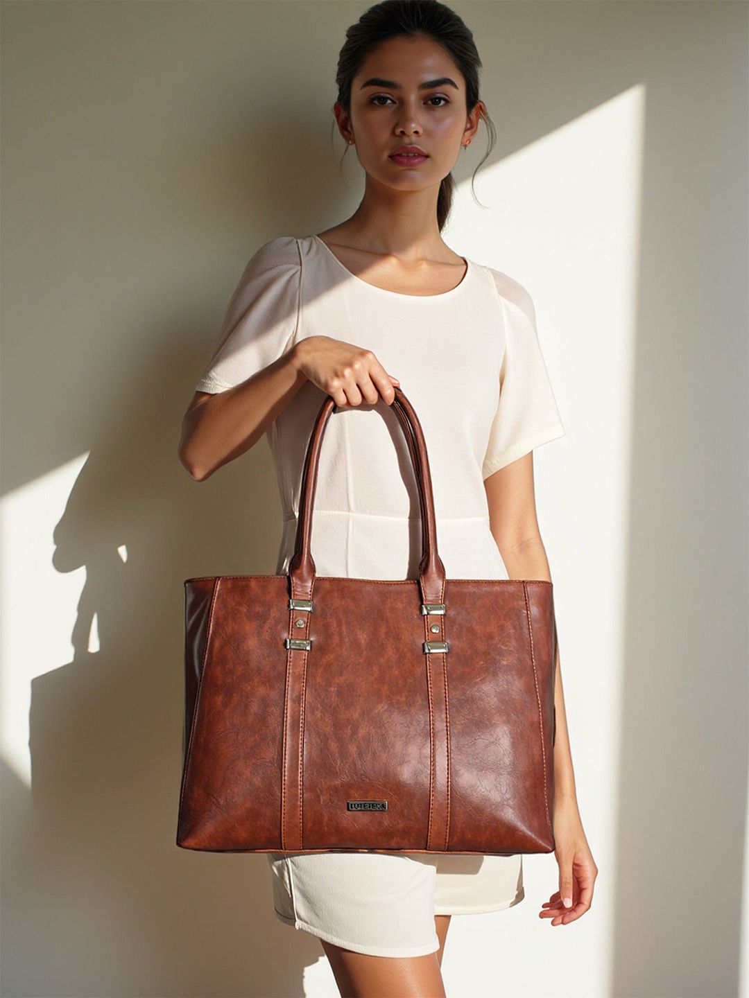 Toteteca PU Structured Shoulder Bag with Cut Work-picture-38