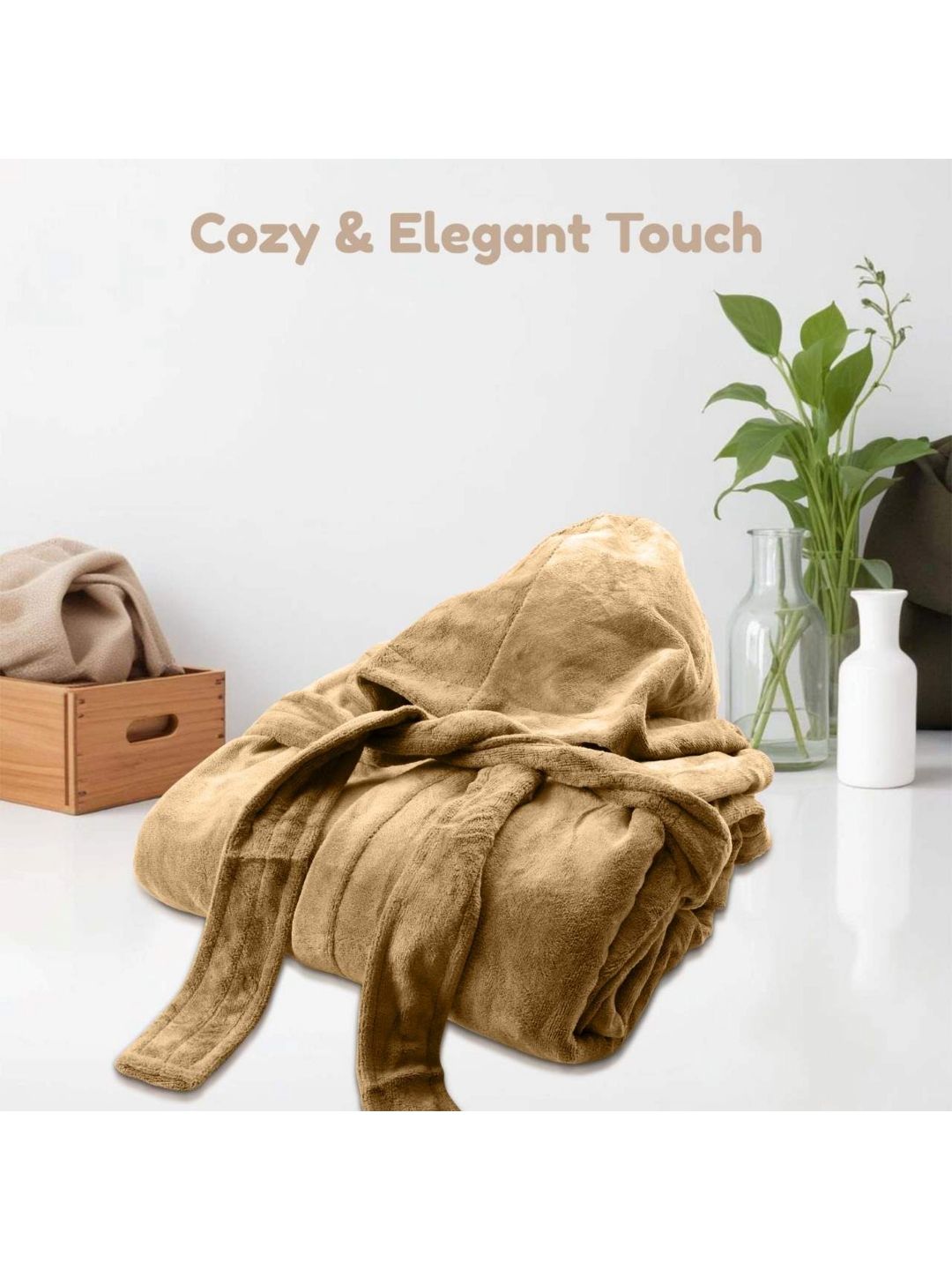 HOUSSE Yellow 450 GSM Hooded Bath Robe With Belt-picture-13