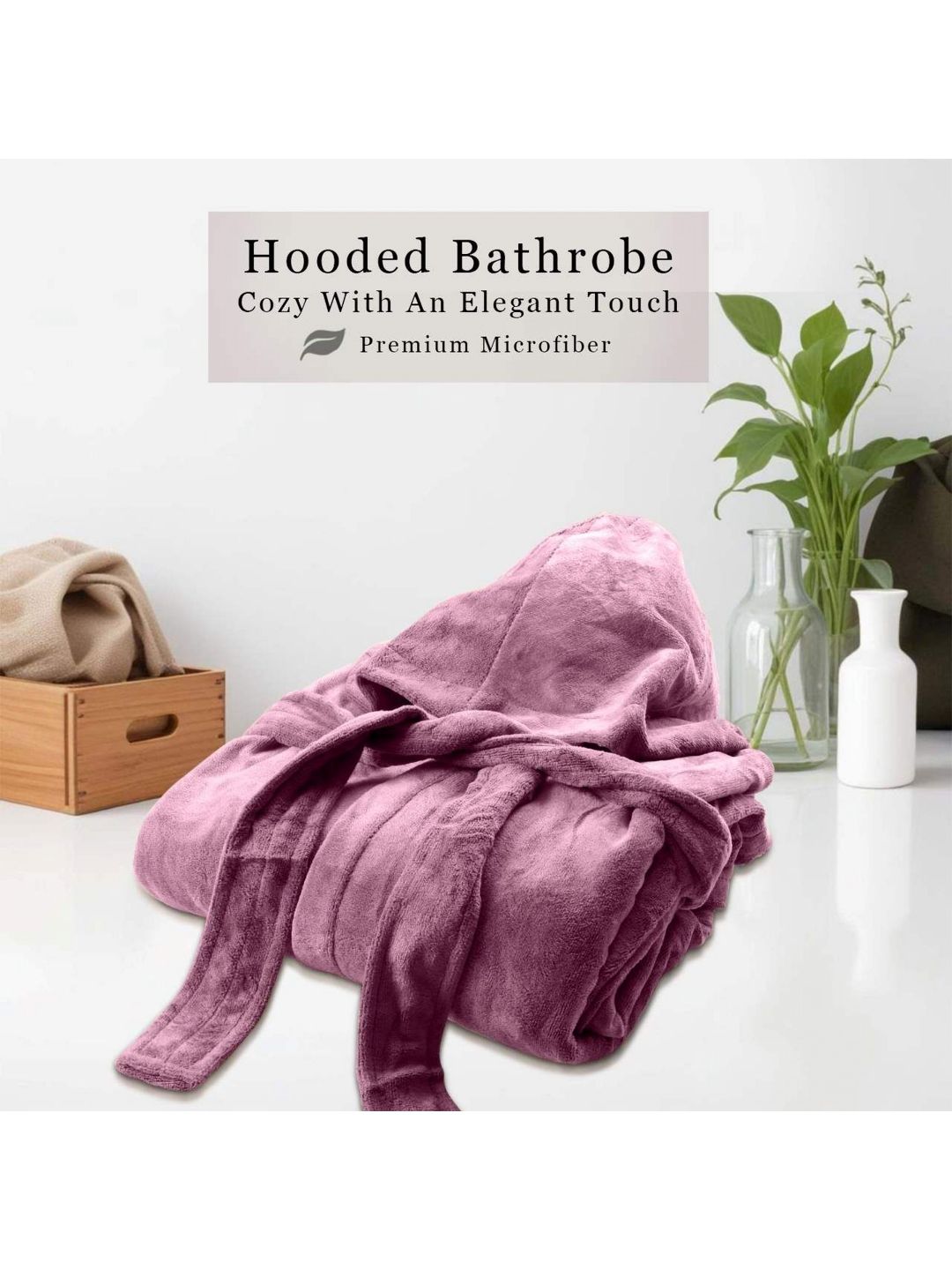 HOUSSE Pink 450 GSM Shawl Collar Bath Robe With Belt-picture-55