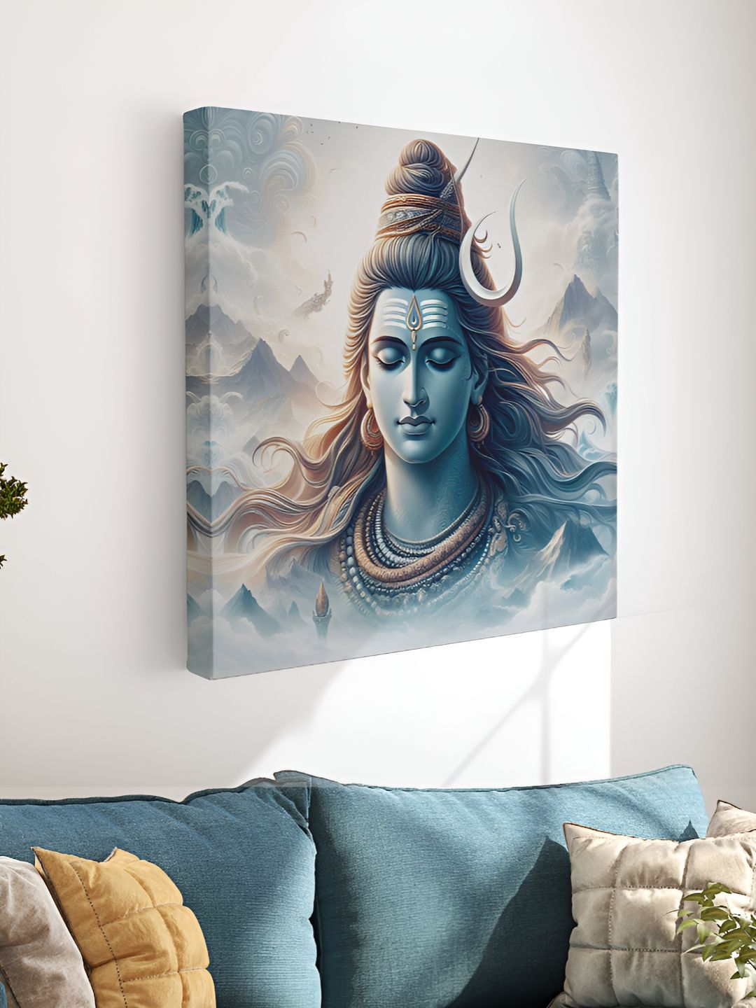 Myntra Elegant Homes Blue & White Lord Shiva Canvas Wall Painting-picture-10