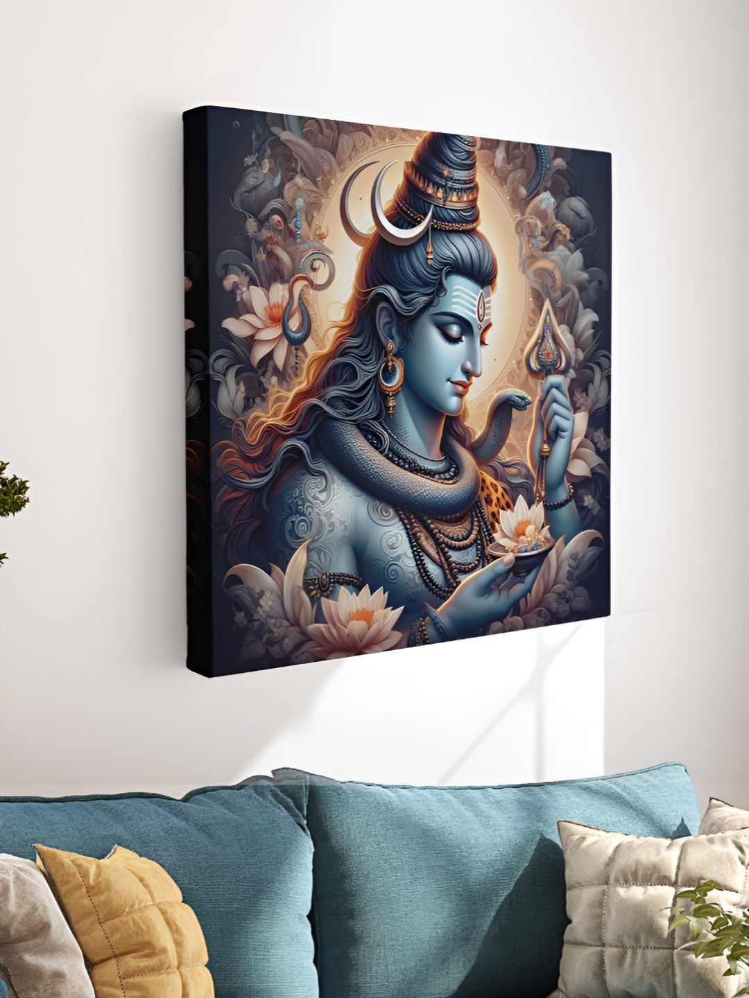 Myntra Elegant Homes Black & Blue Lord Shiva Canvas Religious Wall Painting-picture-13