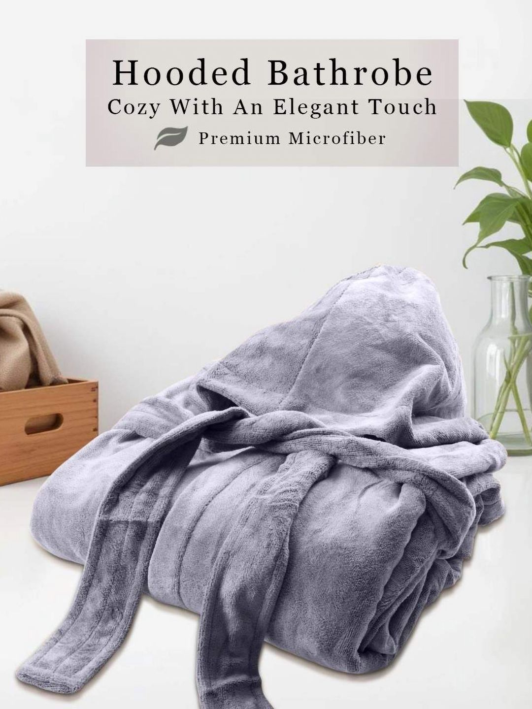 HOUSSE Grey 450 GSM Shawl Collar Bath Robe-picture-41