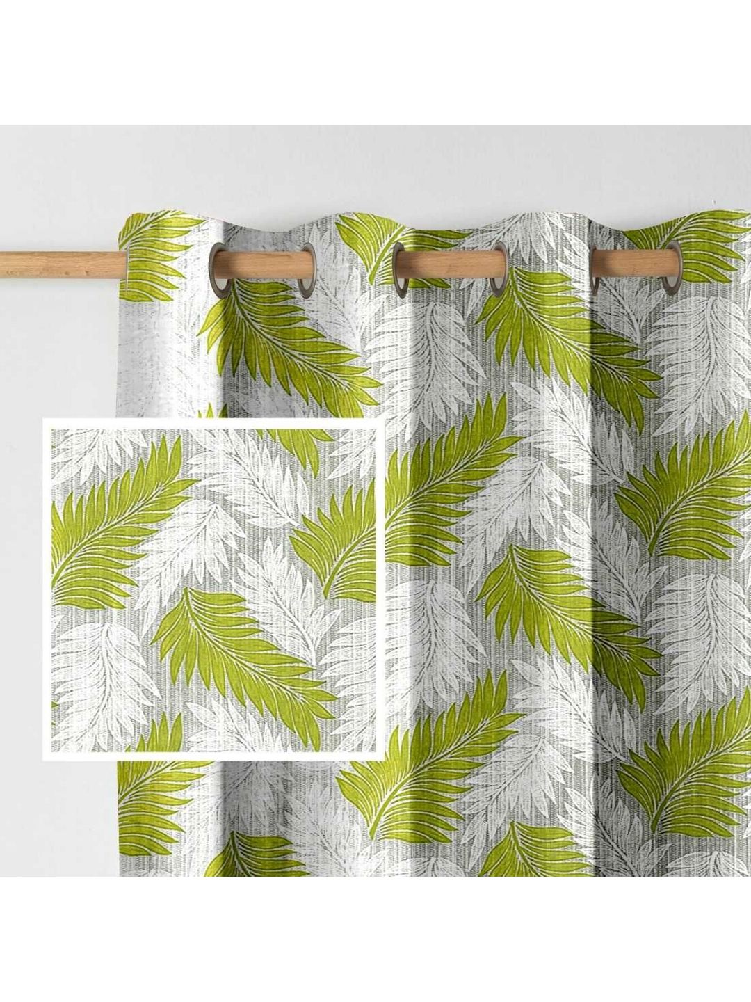 Aura Green & White Set of 2 Floral Door Curtain-picture-32