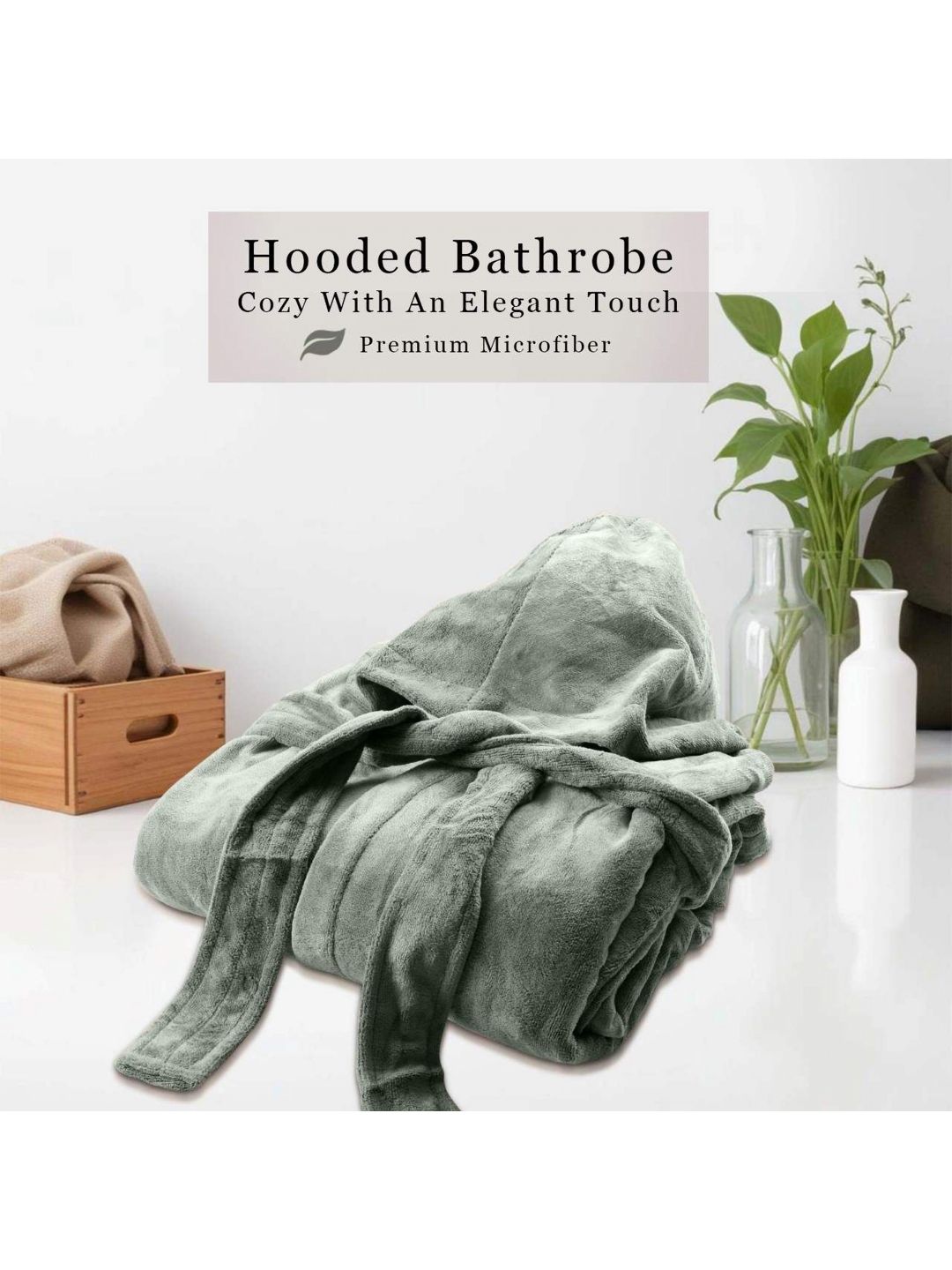 HOUSSE Green 450 GSM Shawl Collar Bath Robe-picture-51