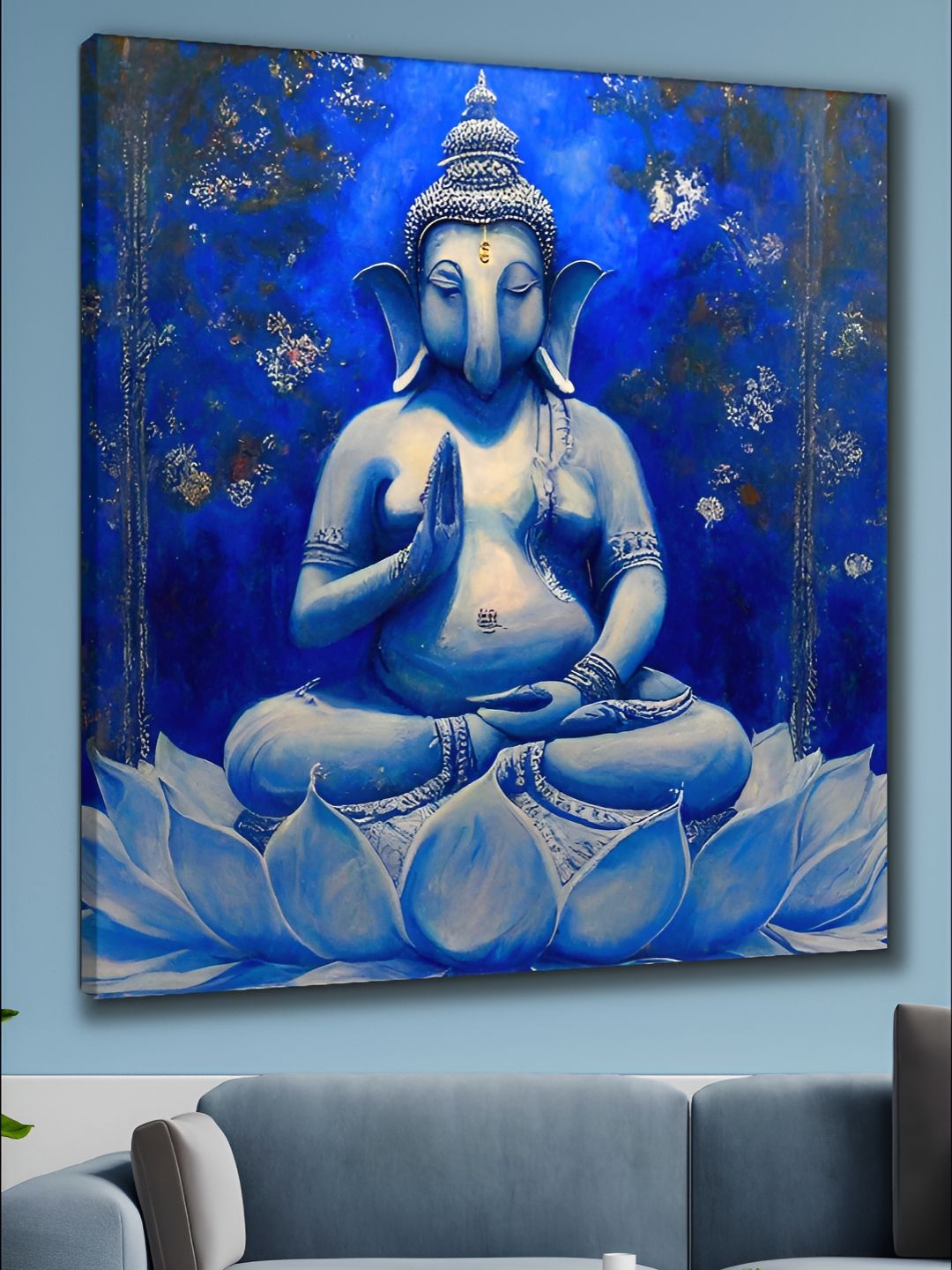 Myntra Elegant Homes Blue & White Lord Ganesha Religious Canvas Wall Art-picture-14
