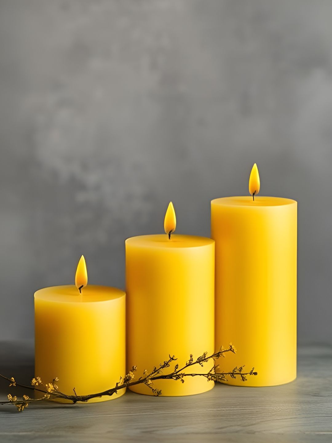 Aromatic Fables Yellow 3 Pieces Scented Long-Lasting & Smokeless Pillar Candles-picture-22