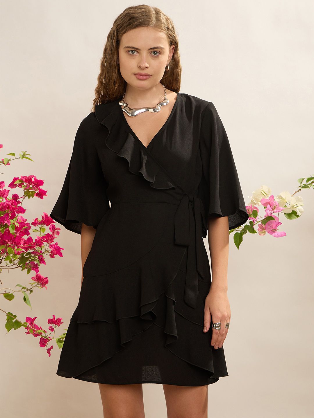 CORSICA Flared Sleeve Wrap Mini Dress-picture-17