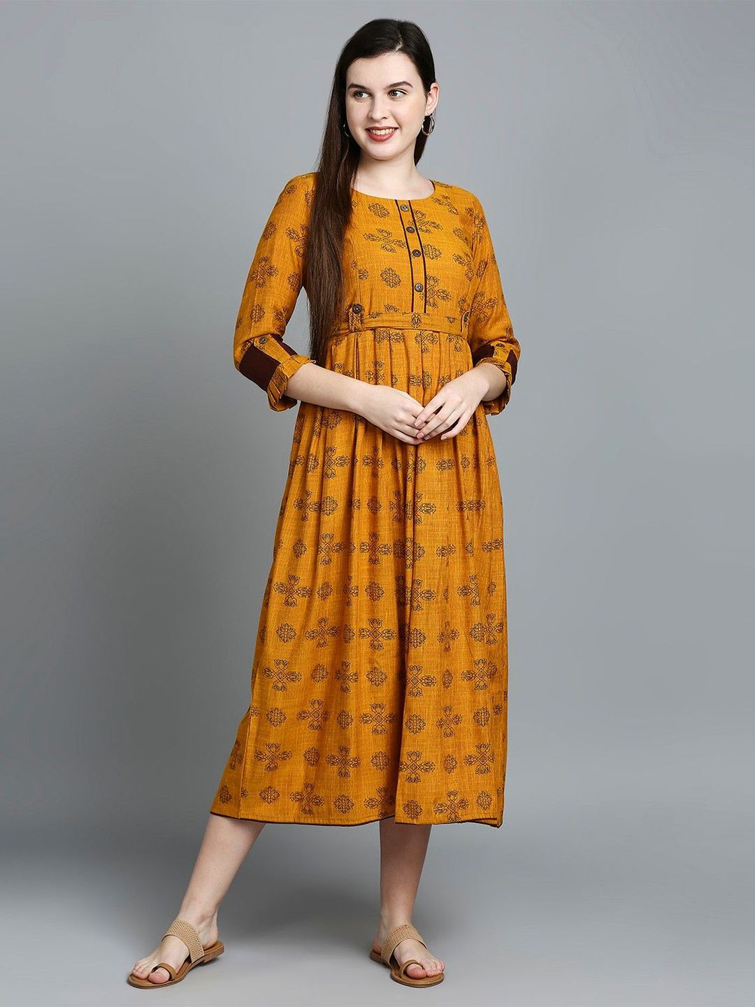 MORDEN MUSE Women Paisley Printed Summer Sheers Maternity Anarkali Kurta-picture-15