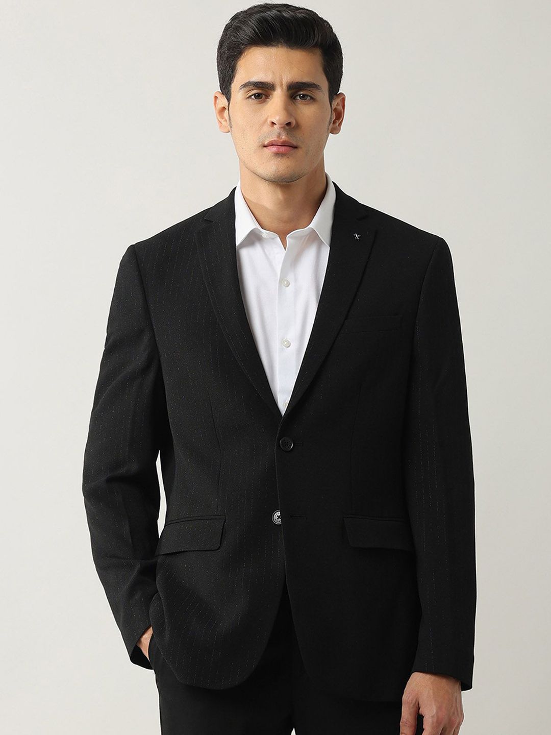 Arrow Striped Slim-Fit Single Breasted Blazer-image-1