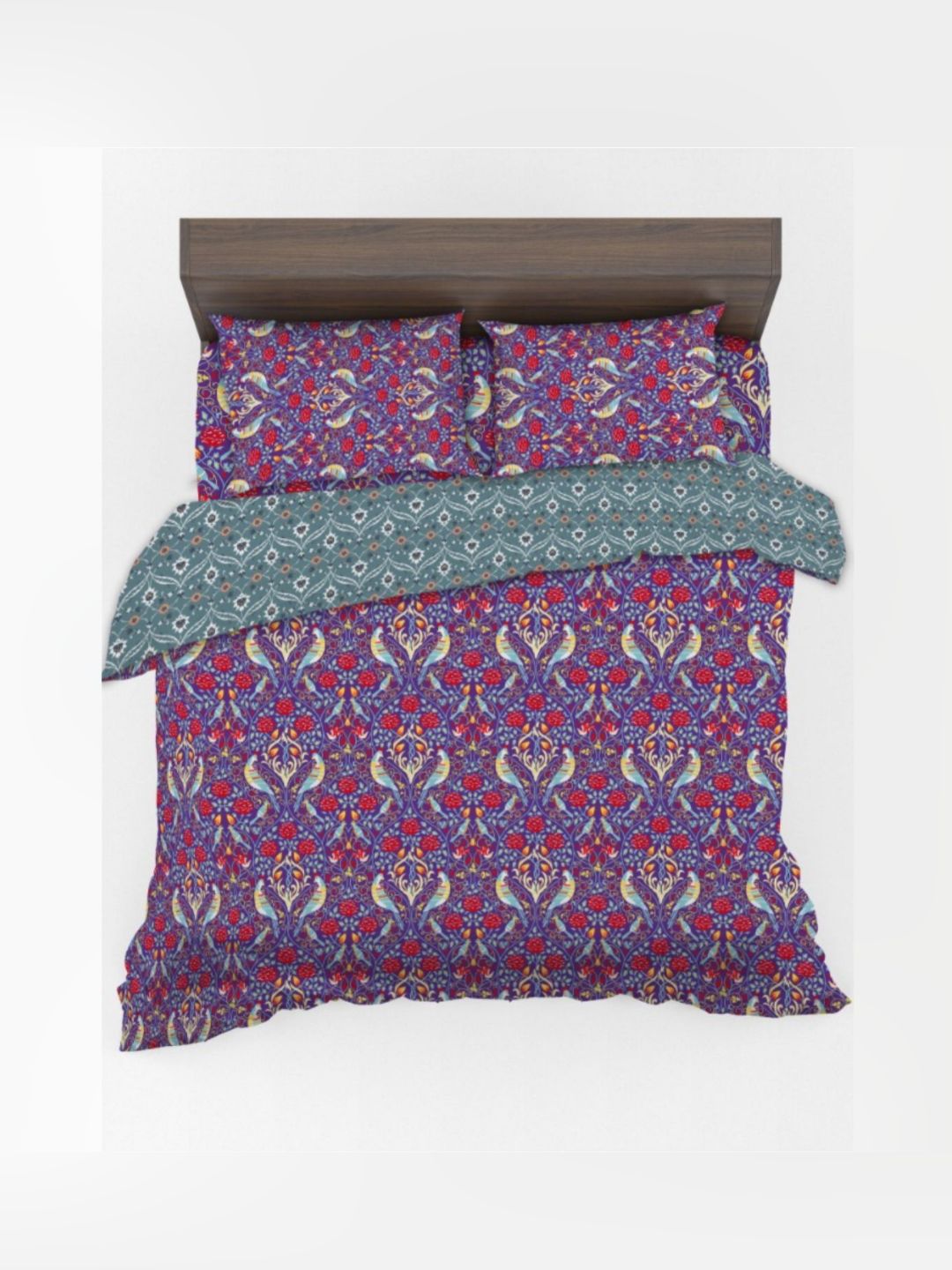 DREAM WEAVERZ Purple & Red Ethnic Motifs Cotton 4 Piece Double King Regular Bedding Set