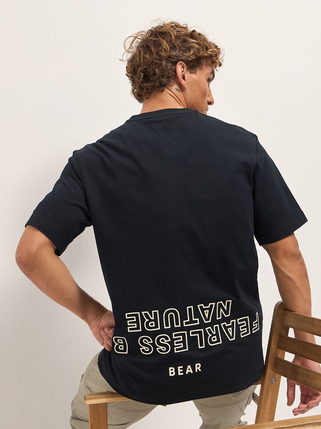 THE BEAR HOUSE Men Typography Printed Round Neck Oversized T-shirt-picture-10