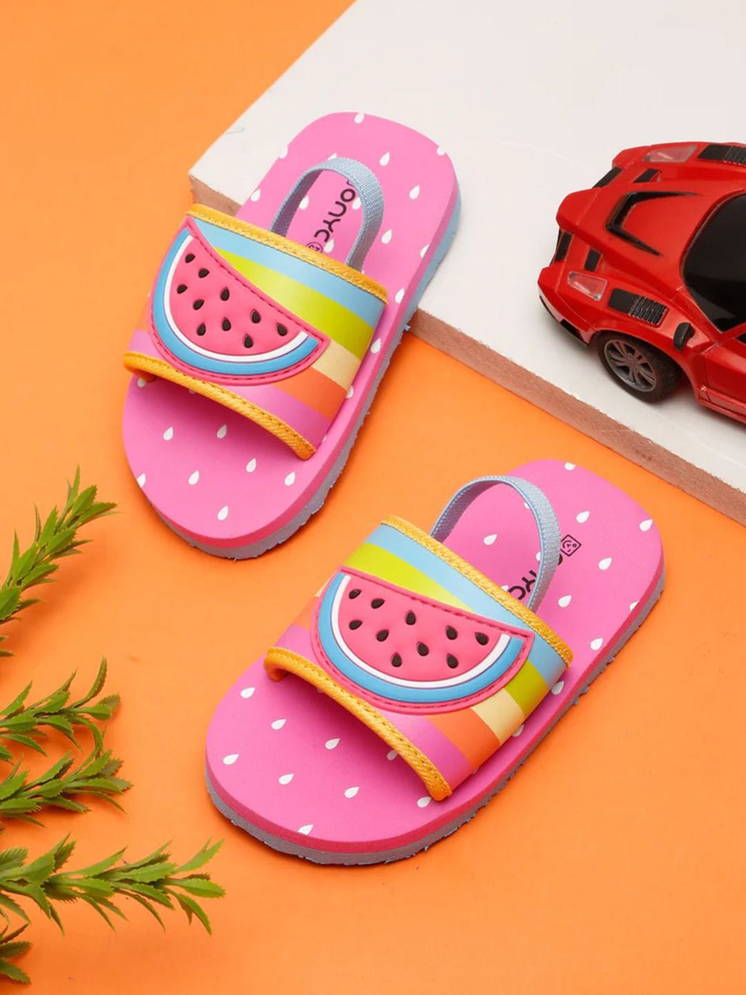 ONYC Girls Pink Premium Watermelon Artistic Comfortable Sliders-picture-32