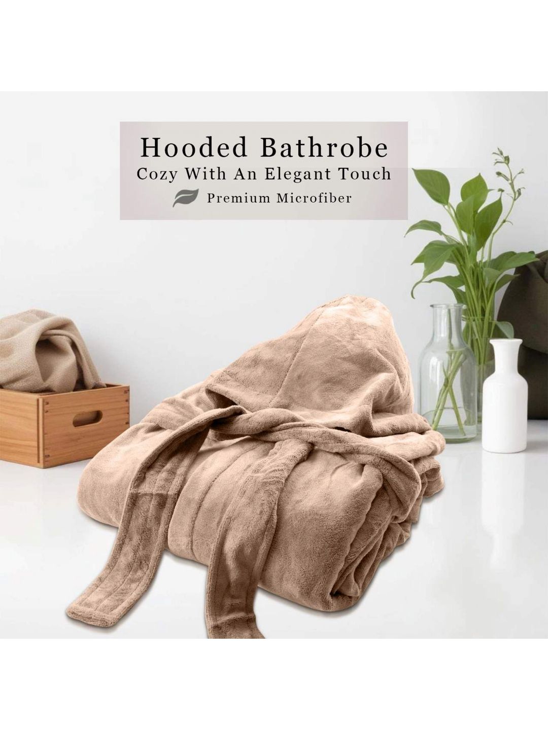 HOUSSE Beige 450 GSM Shawl Collar Bath Robe With Belt-picture-15