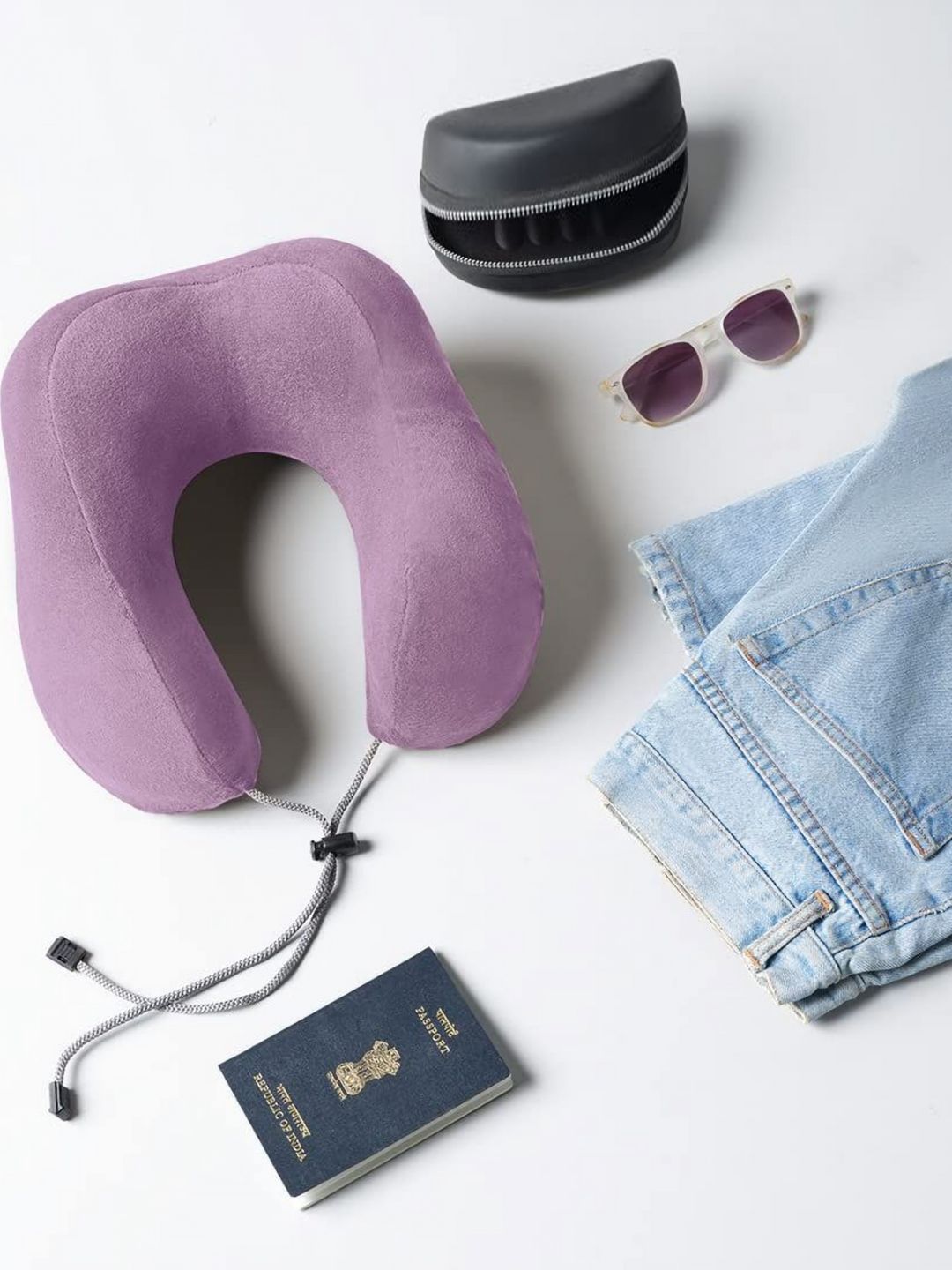 Sleepyhead Lavender Memory Foam Filled Faux Velvet Lightweight Travel Pillow-picture-33