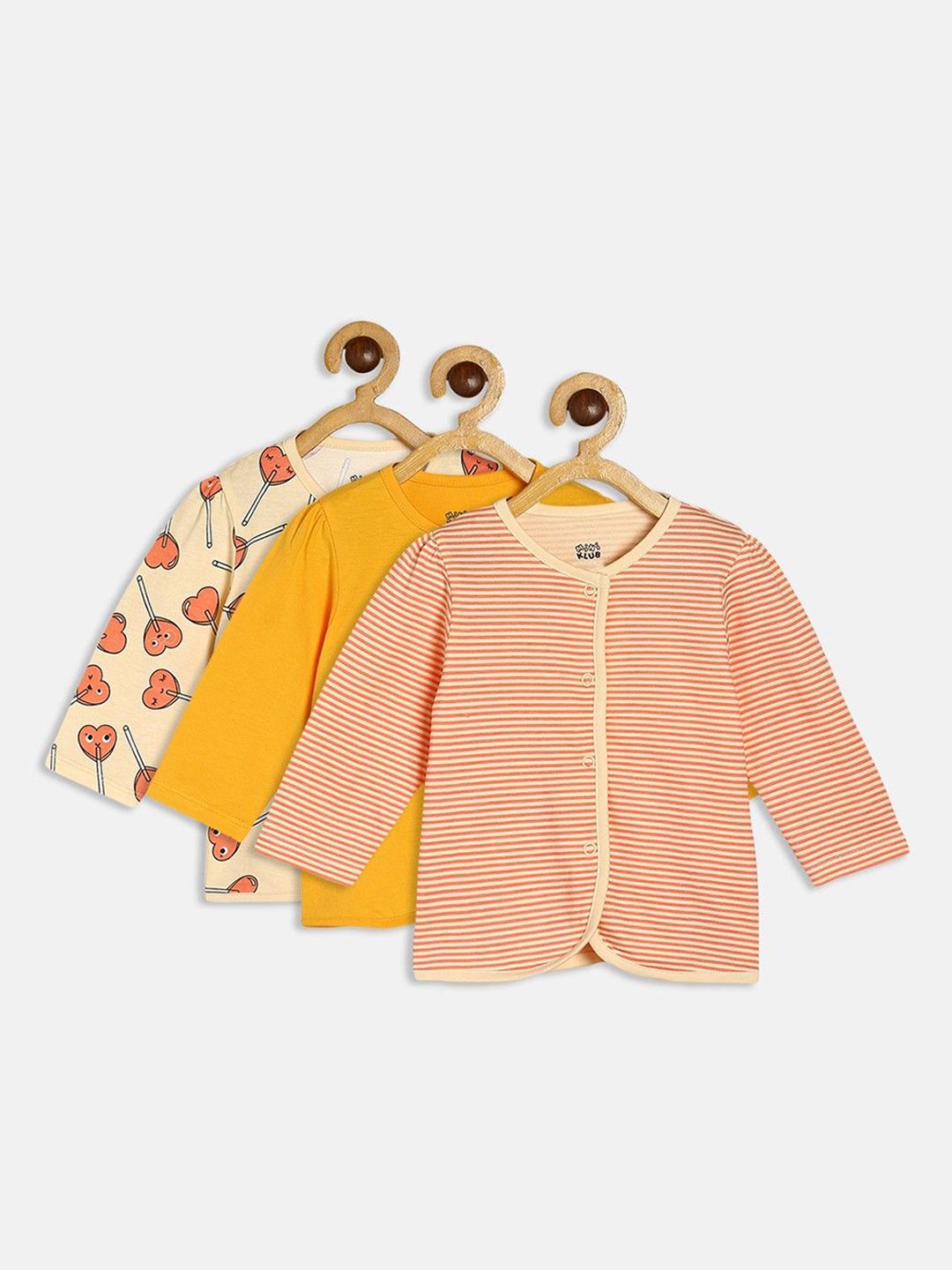 MINI KLUB Infant Girls Pack Of 3 Printed Pure Cotton Jhabla Vest 25BGFV741