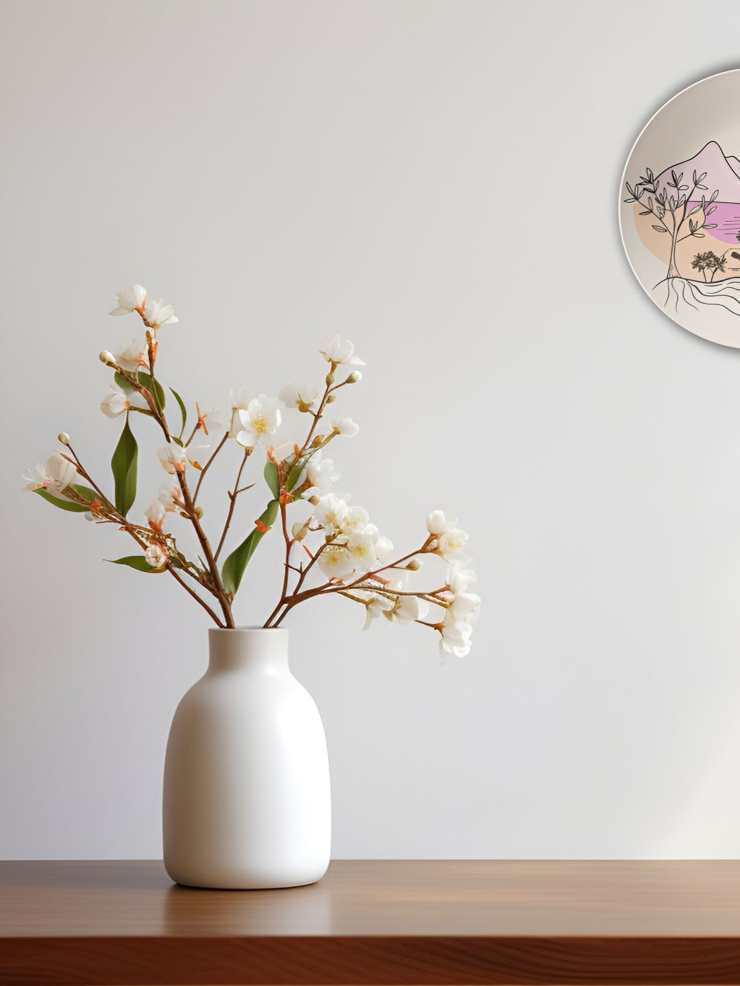 THE QUIRKY HOME White & Yellow Landscape Printed Decorative Ceramic Wall Plate-picture-19