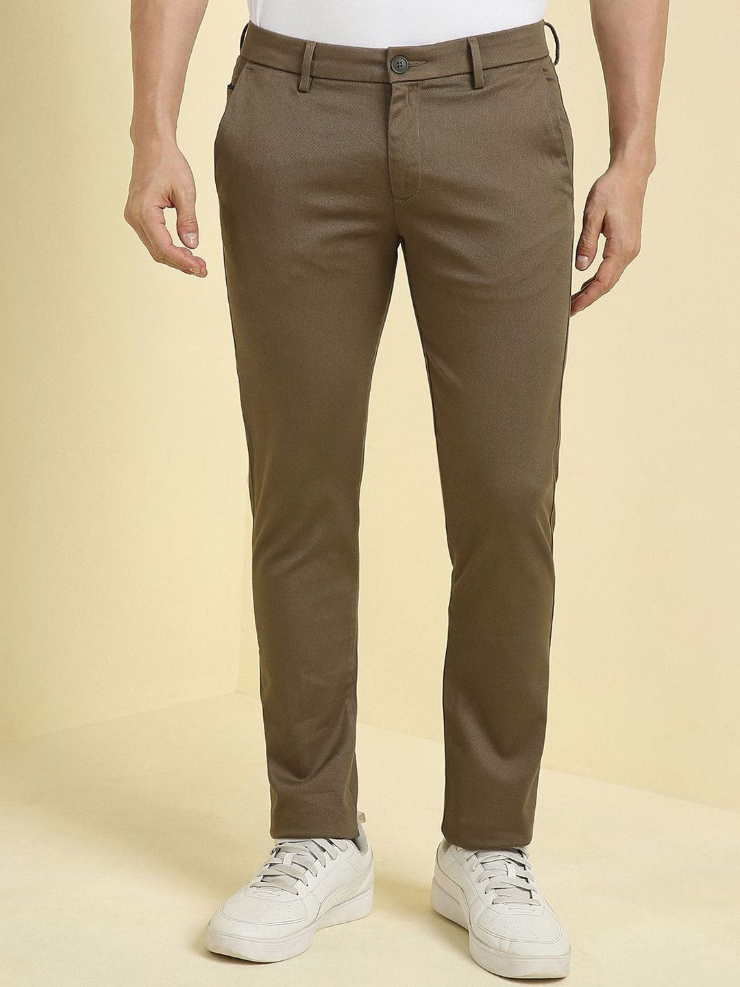 Allen Solly Men Self Design Slim FitCotton Trousers-picture-28