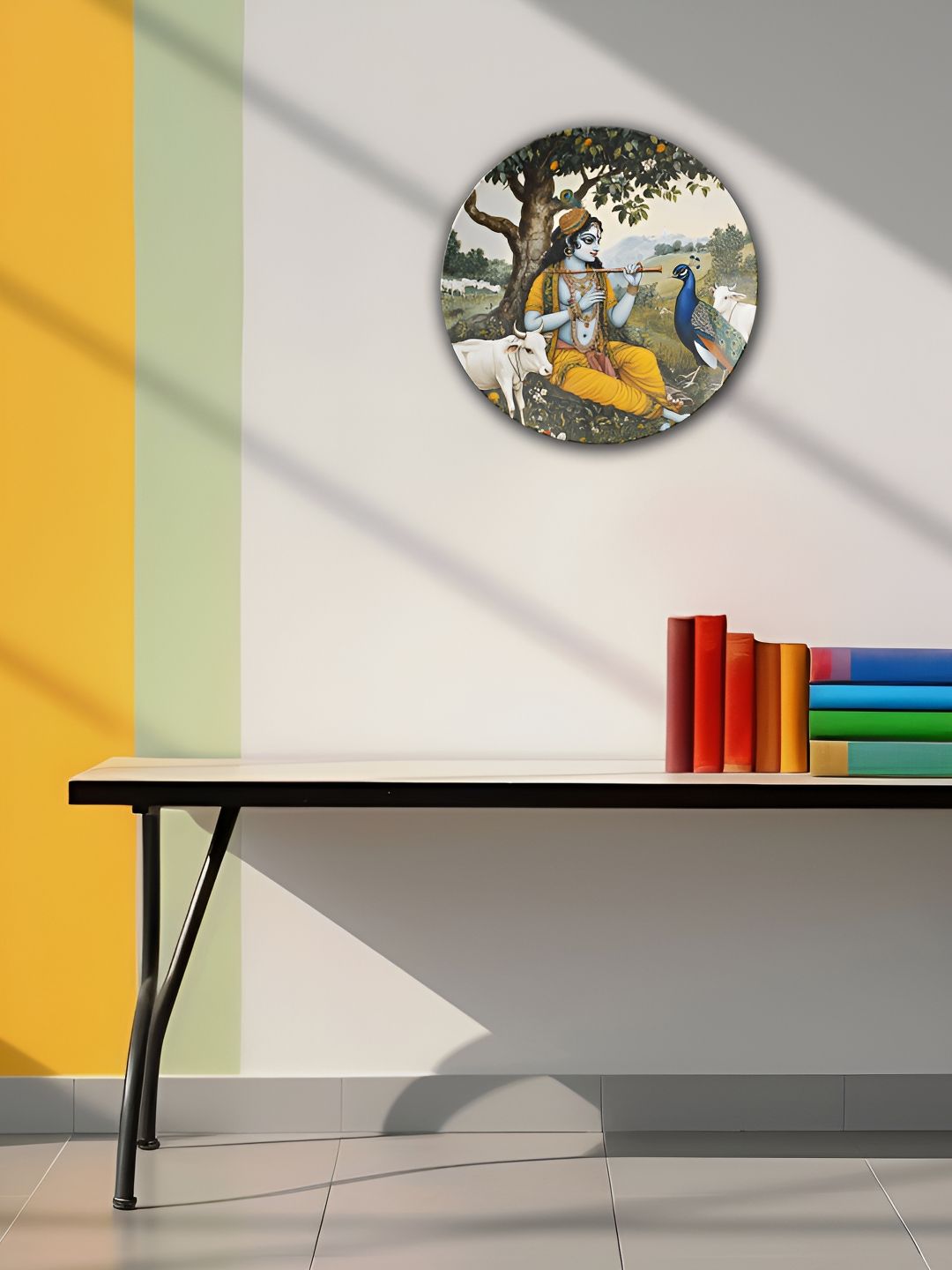 THE QUIRKY HOME White & Yellow Printed Decorative Ceramic Wall Plate-picture-15