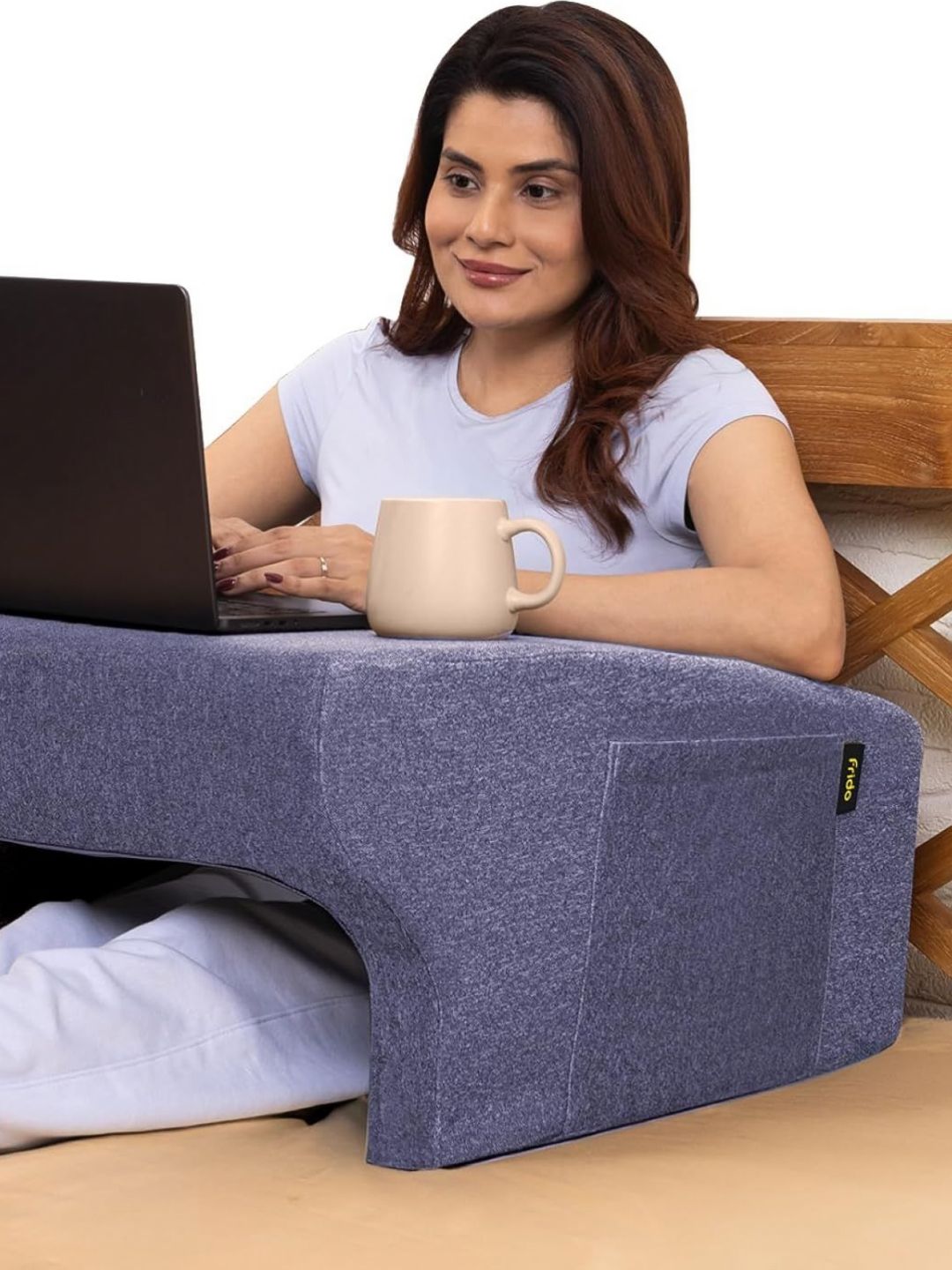 FRIDO Blue Memory Foam Filled Faux Velvet Breathable Therapedic Pillow-picture-10