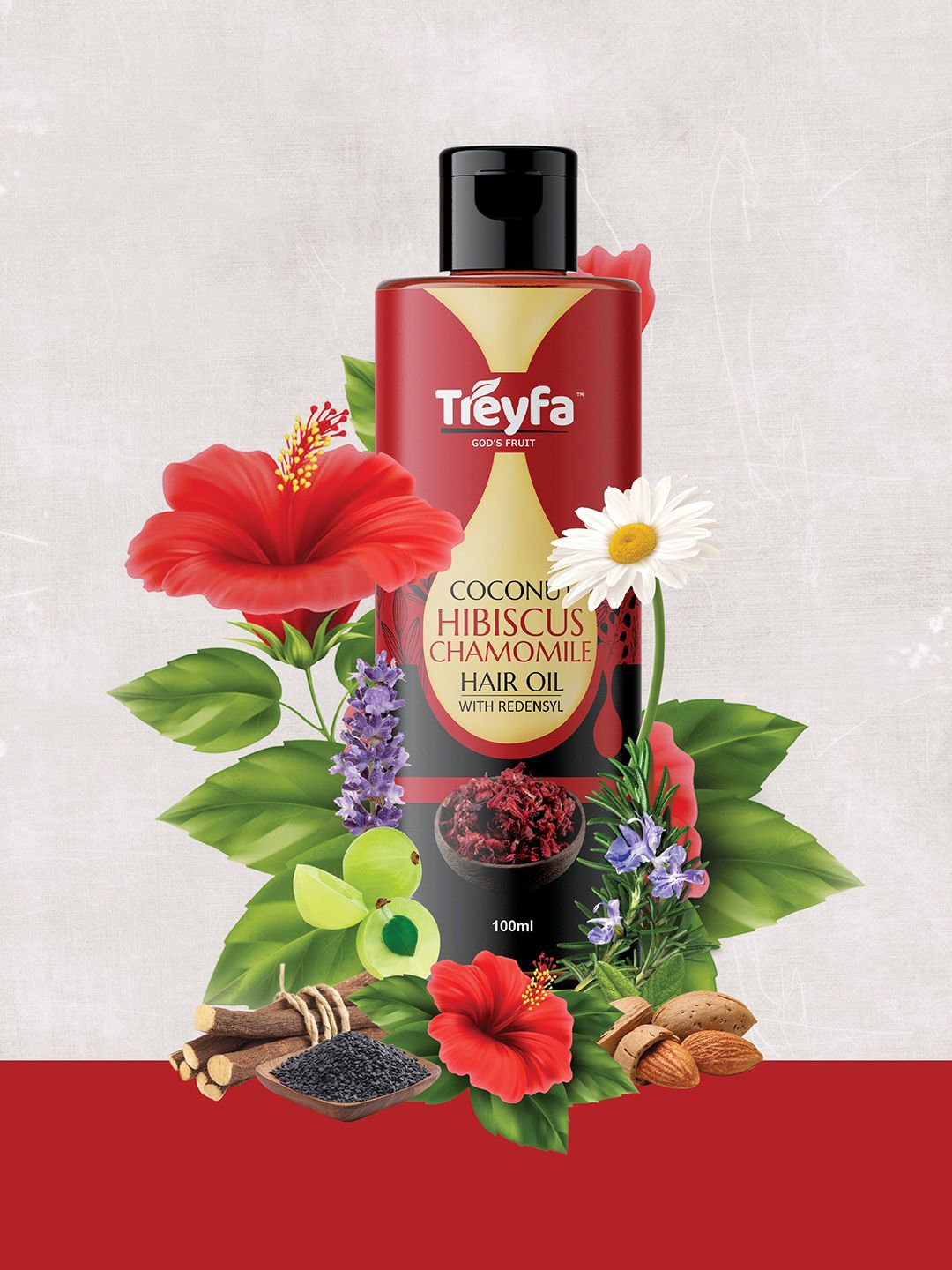 Treyfa Coconut Hibiscus Chamomile Oil For Hair Growth - 100 ml-image-42
