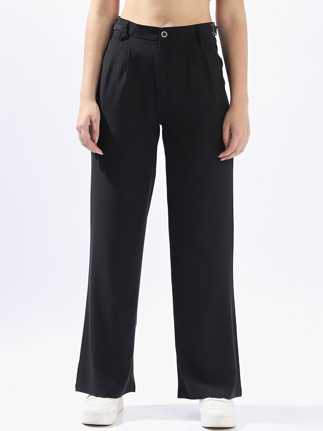 High Star Women Relaxed Fit High-Rise Korean Trousers-picture-33