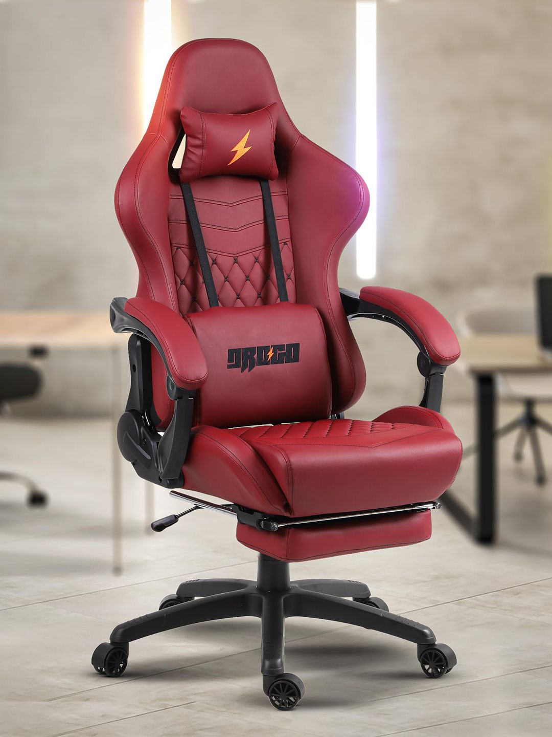 DROGO Red Multi-Purpose Ergonomic Gaming Chair With 7 Way Adjustable Seat & USB Massager