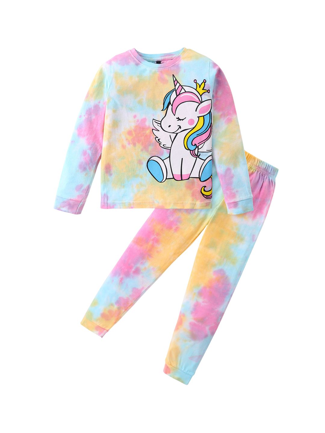 UNICORNS Kids Tie & Dye Unicorn Printed Round Neck Night suit-picture-31