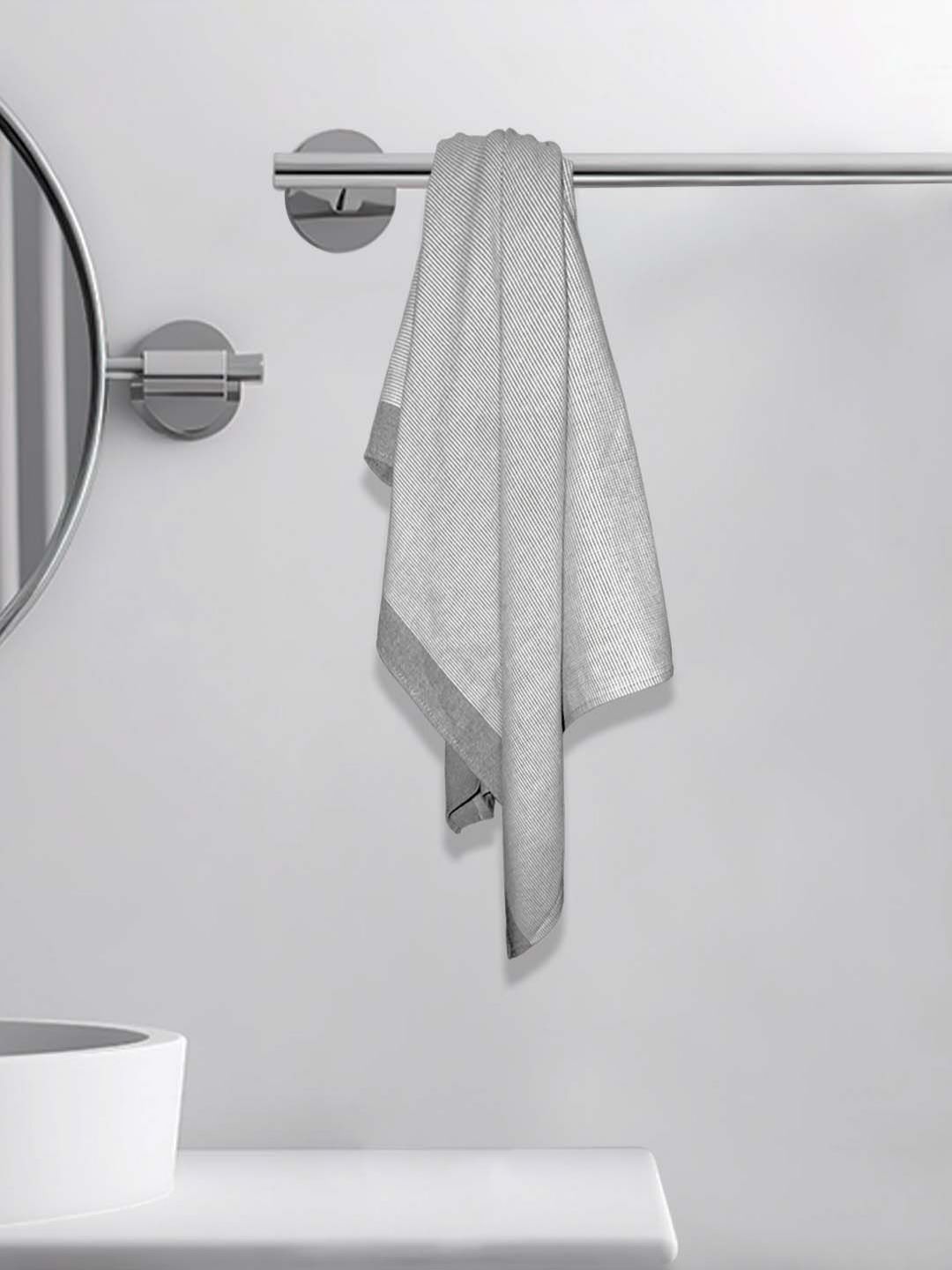 Myntra Elegant Homes Brown & White 1 Striped Cotton 150 GSM Bath Towel-image-42