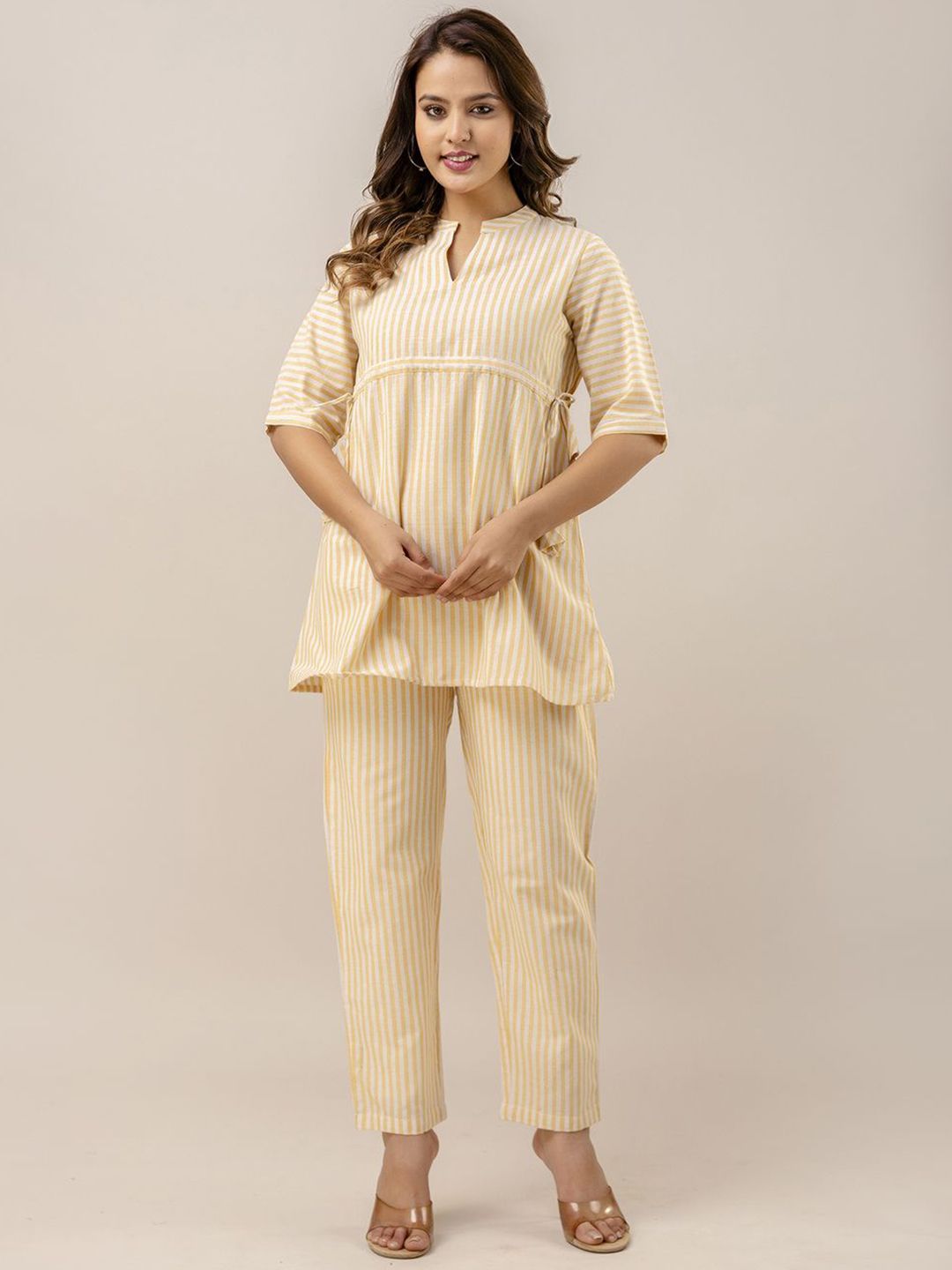 CORDSET Striped Pure Cotton Flared Tunic & Trouser Co-Ord Set-picture-30