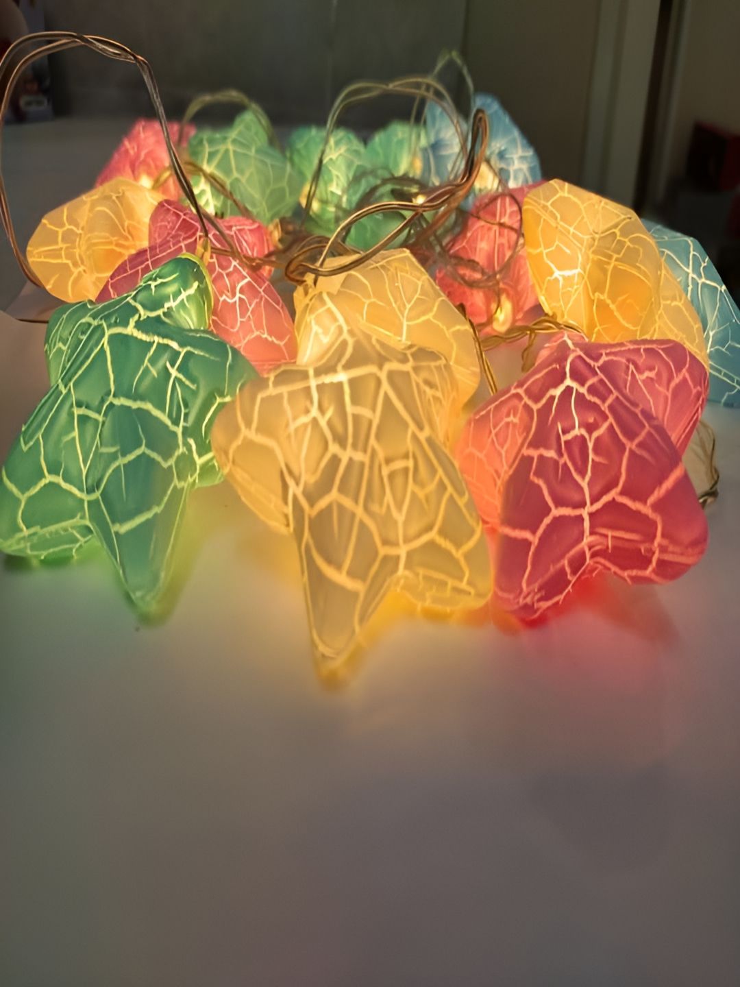 KAVYARA Blue & Yellow Printed Star Shape Acrylic String Lights-image-38