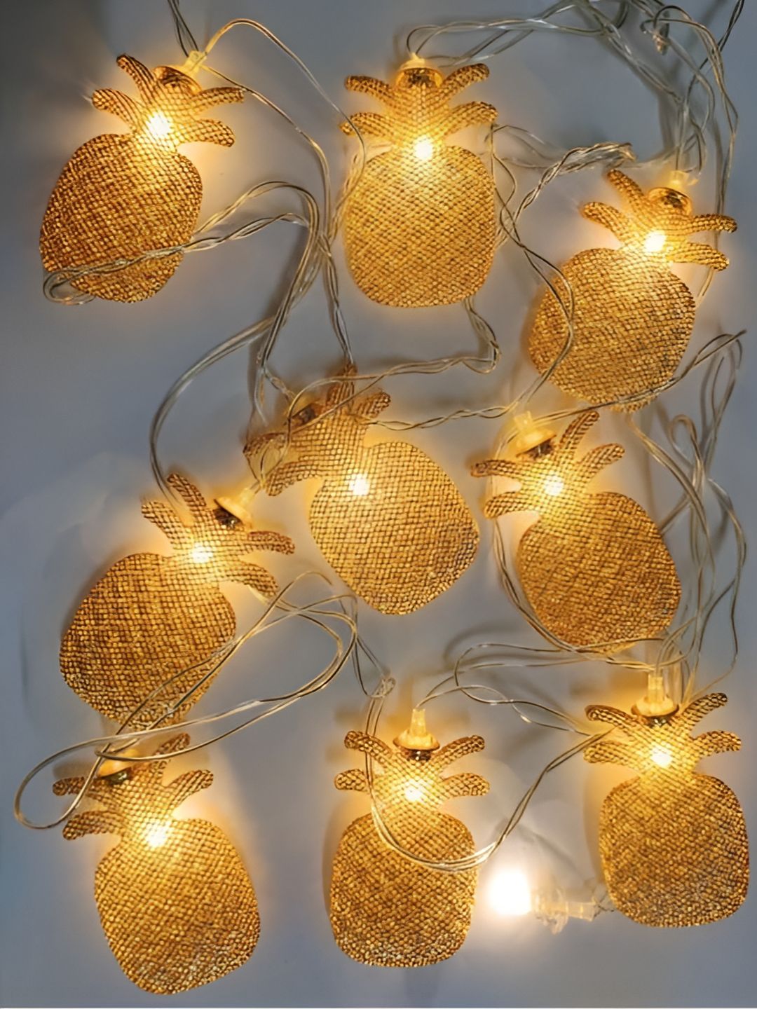 KAVYARA Gold Toned Pineapple Shape Metal String Lights-picture-16