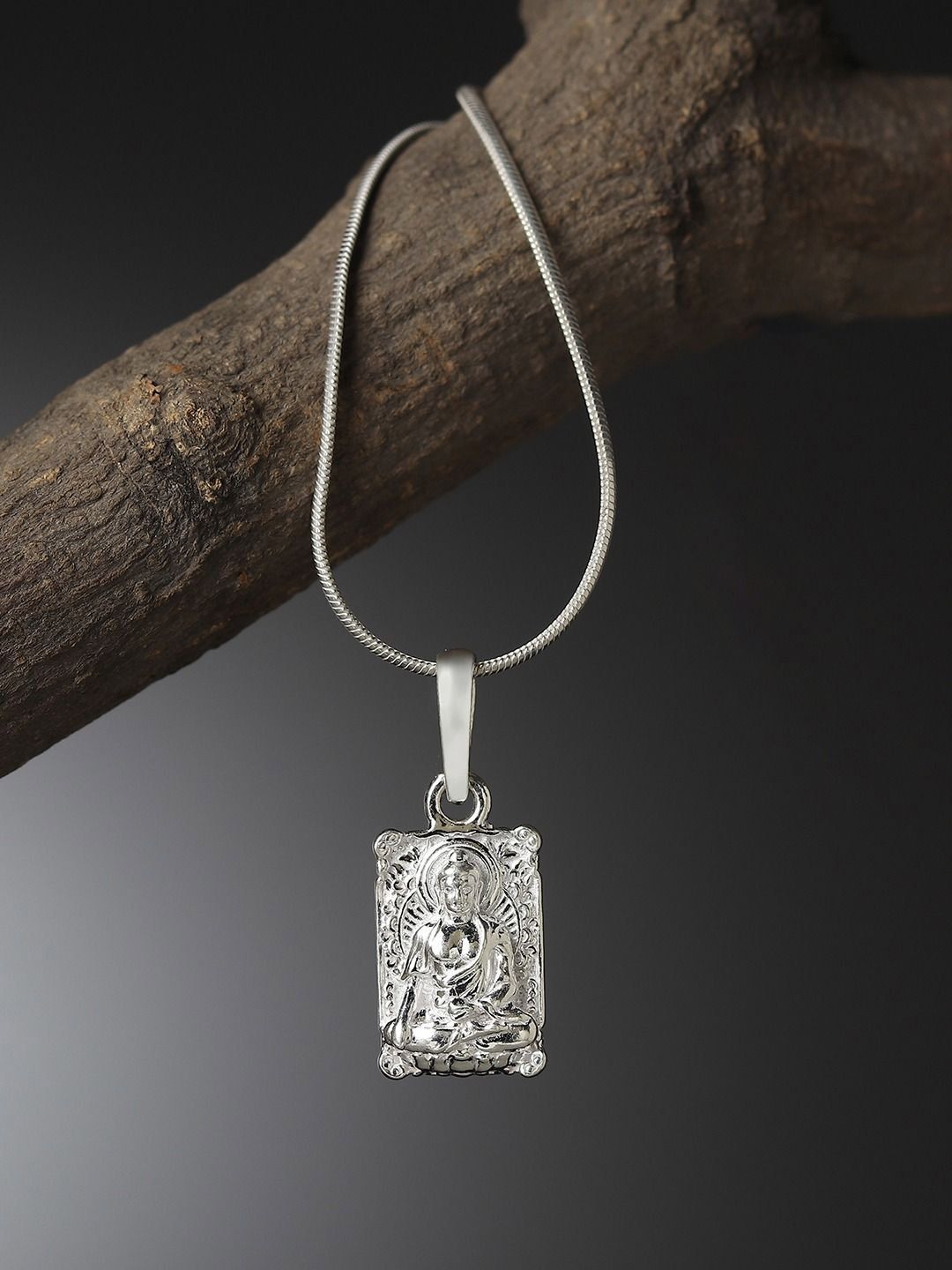 AKSHAT SAPPHIRE Unisex Sterling Silver Gautam Buddha Pendant With Chain-picture-10