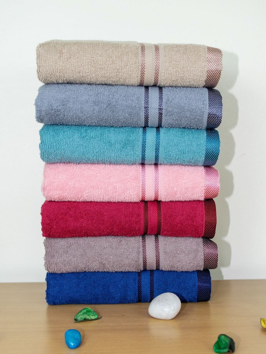 Aura Pink & Grey 7 Pieces Cotton 400 GSM Hand Towels-image-16