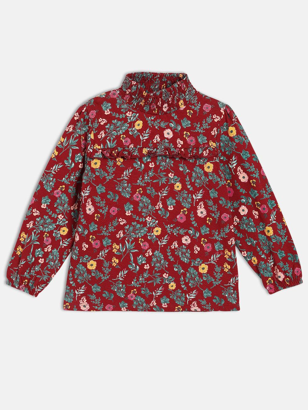 MINI KLUB Floral Print Puff Sleeve Cotton Top-picture-47