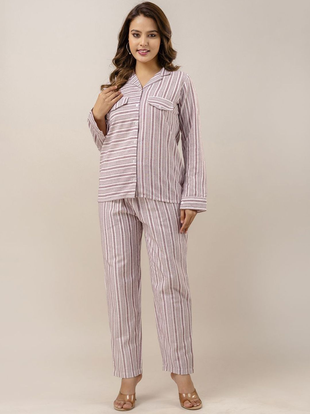 CORDSET Striped Printed Pure Cotton Shirt & Trouser-picture-18