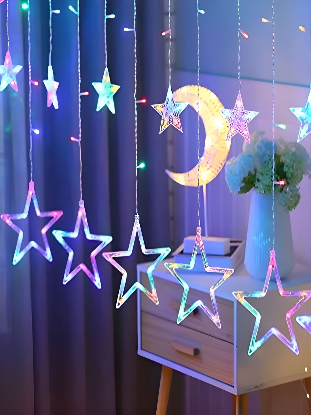 KAVYARA Blue & Pink Star Shape String Lights-image-25